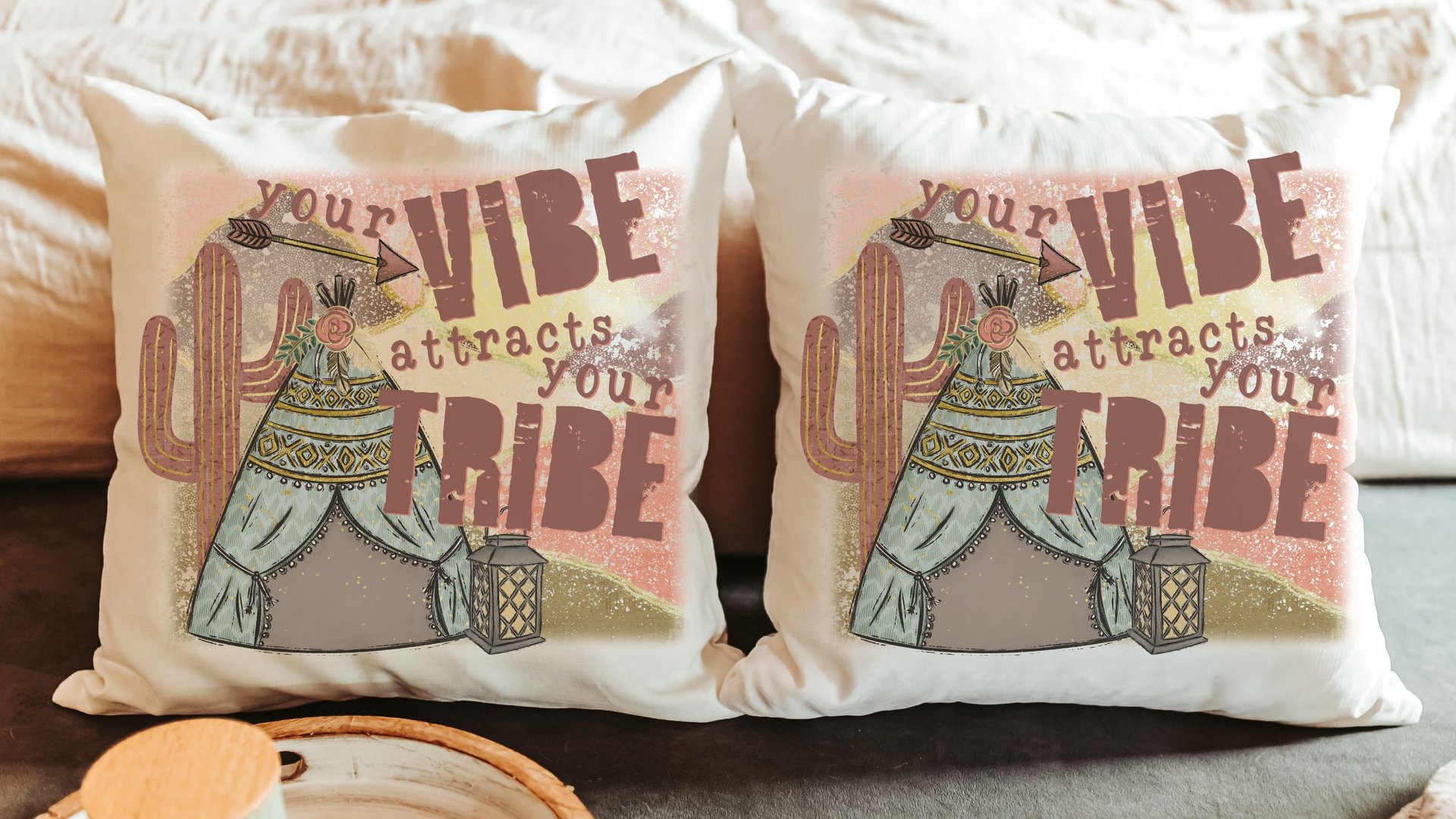 your vibe attracts your tribe boho throw pillows for couch trendy decor, snarky gifts, boho accent pillows for sofa, unique gifts for women