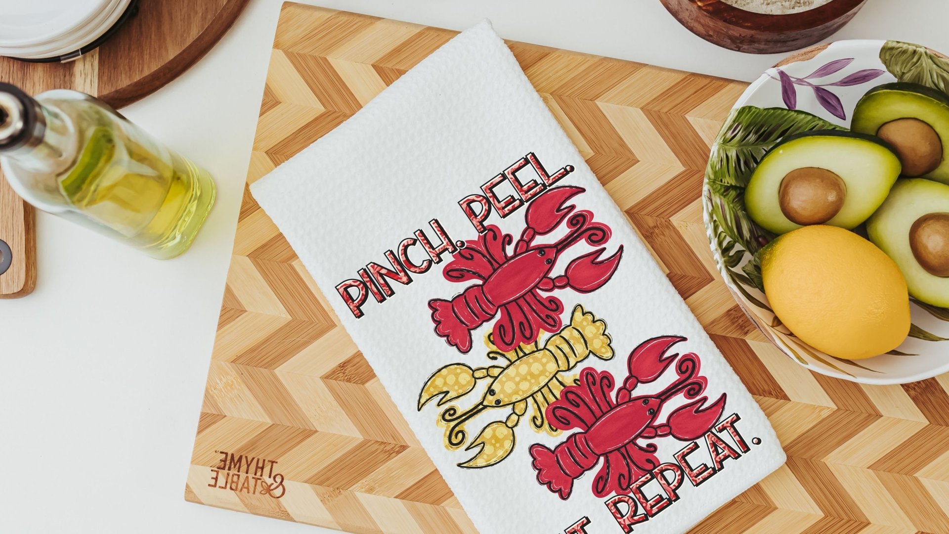 pinch peel eat repeat crawfish kitchen towel, country girl gifts, crawfish boil party decorations, Louisiana gifts, Cajun decor, Southern