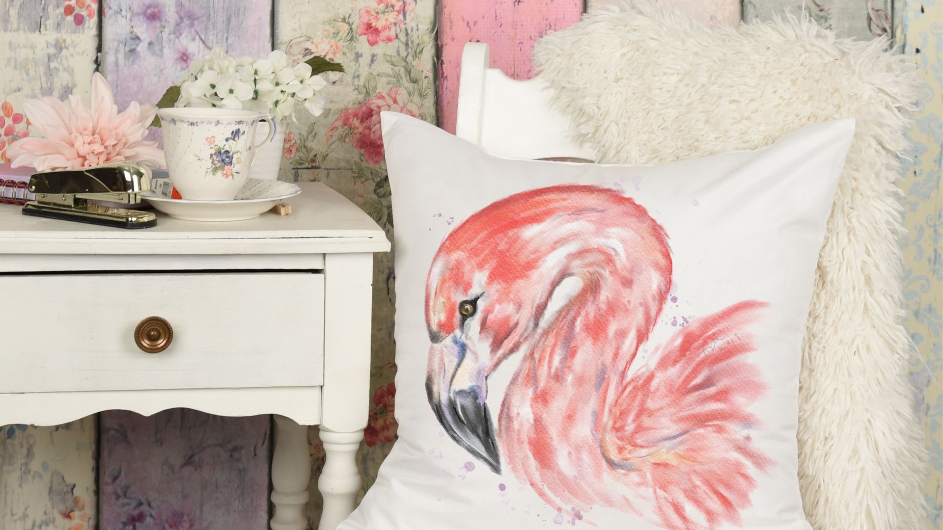 watercolor flamingo throw pillow for bed cute coastal gifts for beach lovers, flamingo gifts for women, flamingo gifts for her, coastal