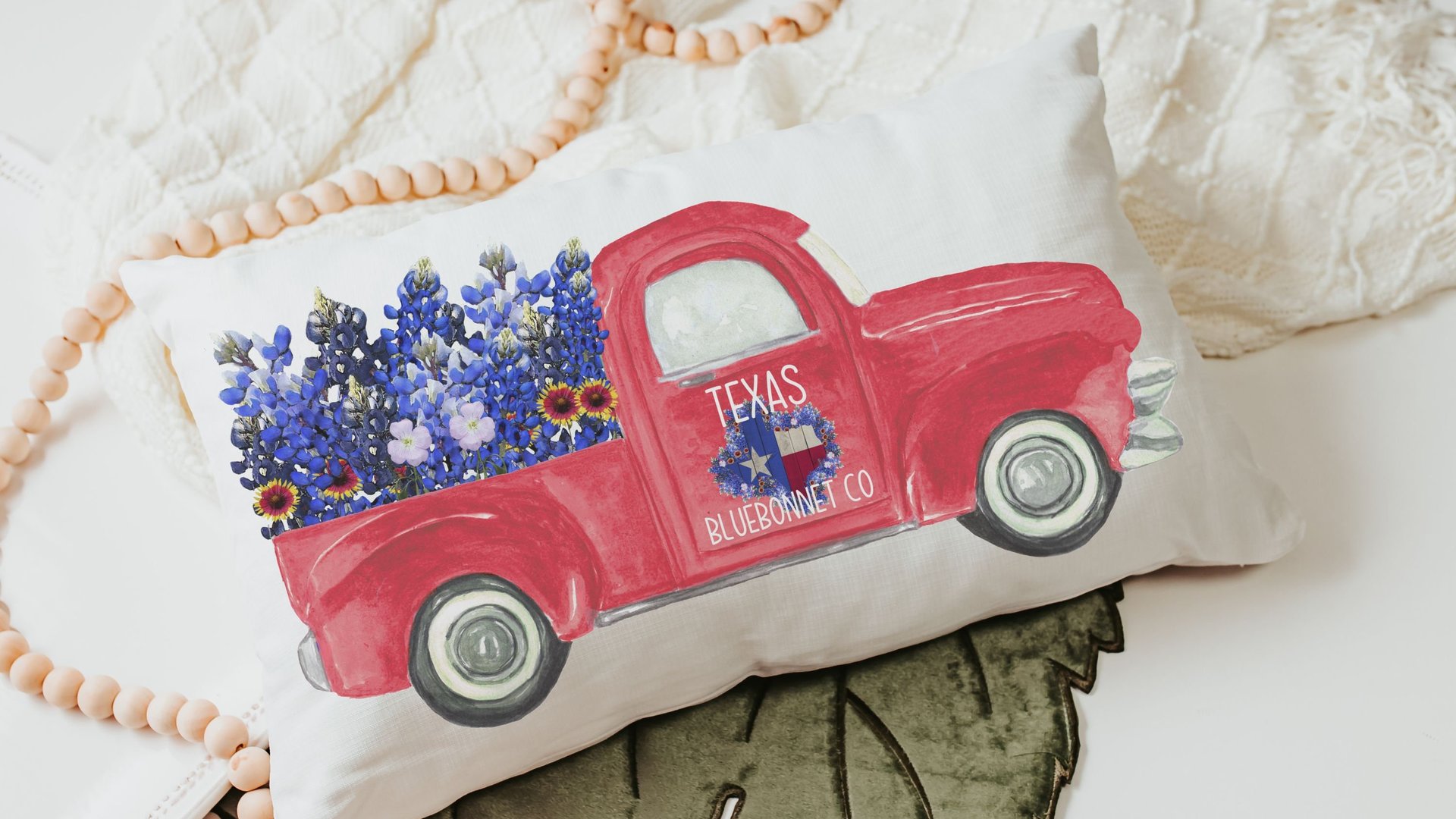 texas state flower lumbar pillow with insert, bluebonnet gifts, Texas wildflowers throw pillow covers 12x20, moving to Texas gifts for women