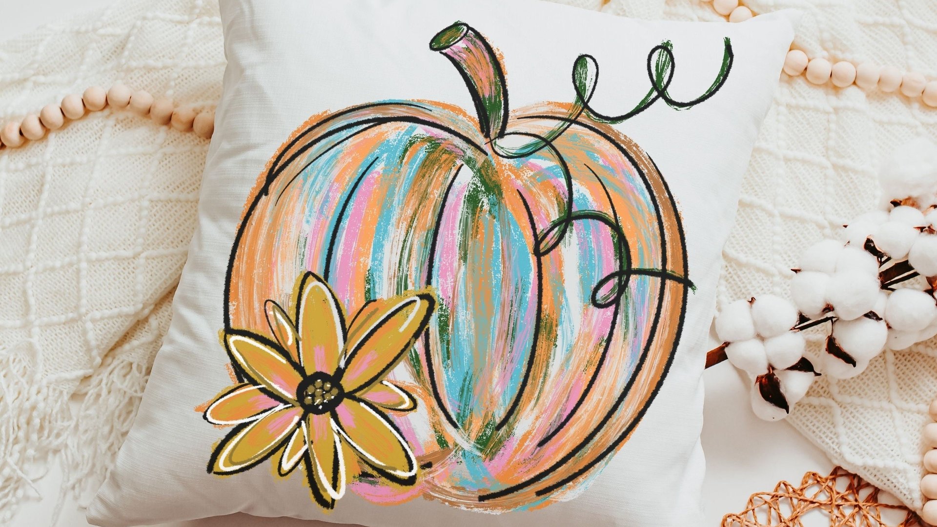 watercolor pumpkin pillow for sofa, boho pumpkin kitchen towels, fall decorations for home farmhouse pillow, Thanksgiving decor, best seller