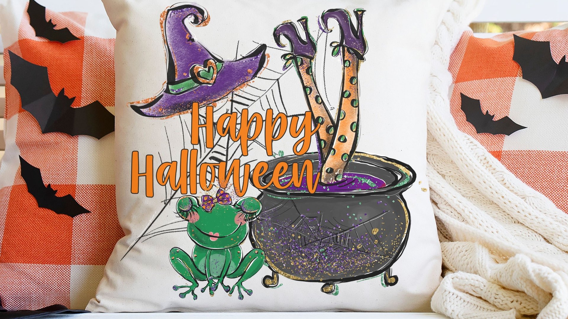 Happy Halloween throw pillows 