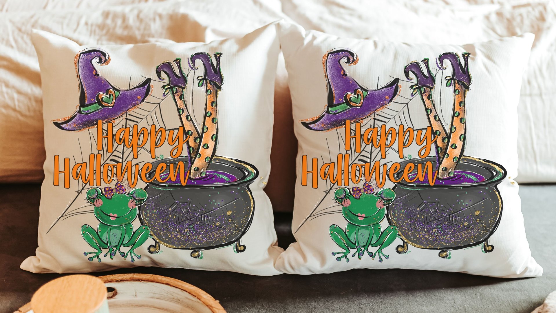 Happy Halloween throw pillows 