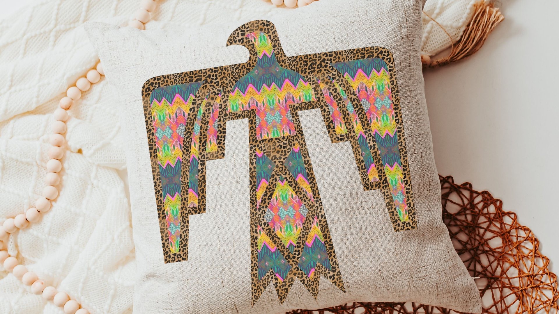 leopard print Thunderbird throw pillows for couch colorful throw pillow covers 18x18, Mothers day gifts for daughter in law, college dorm