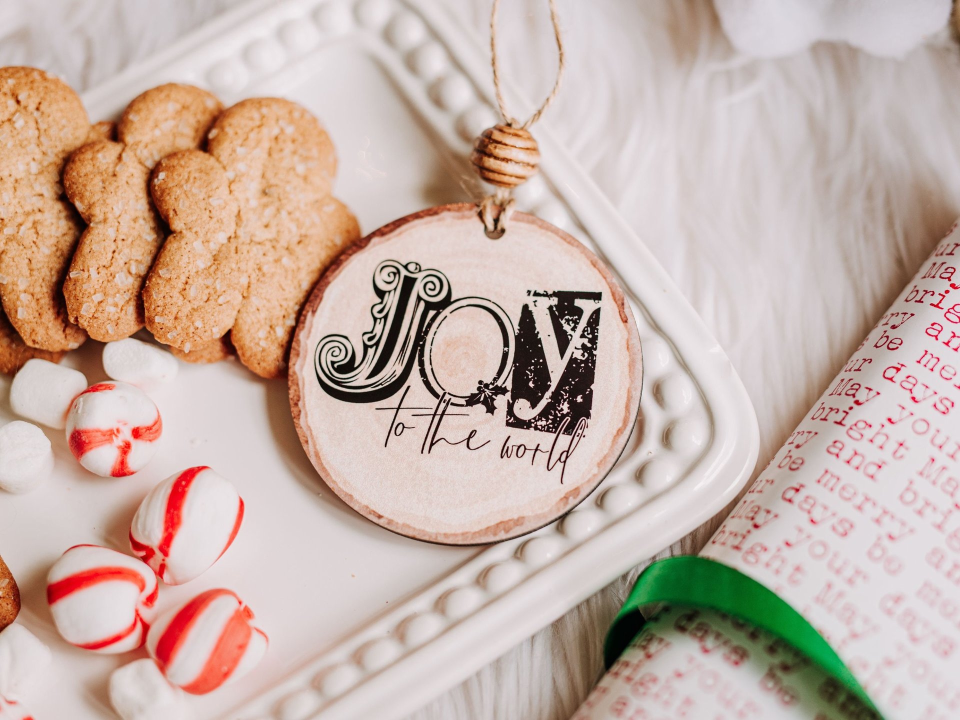 Joy to the world farmhouse Christmas ornament set