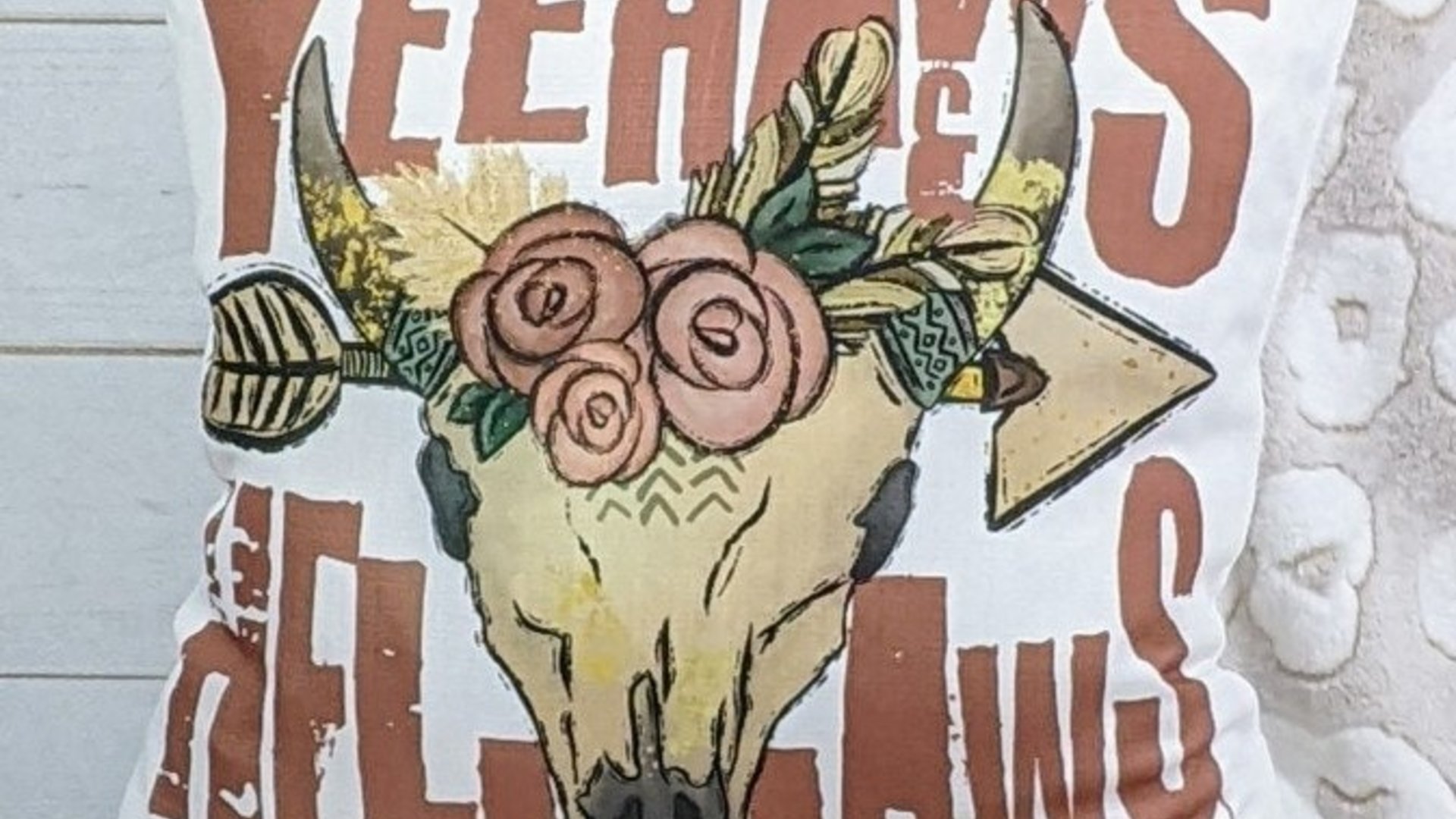 yeehaws and hellnaws boho throw pillows for couch, college dorm decor for girls, southwestern decor for home, floral skull dorm pillows for