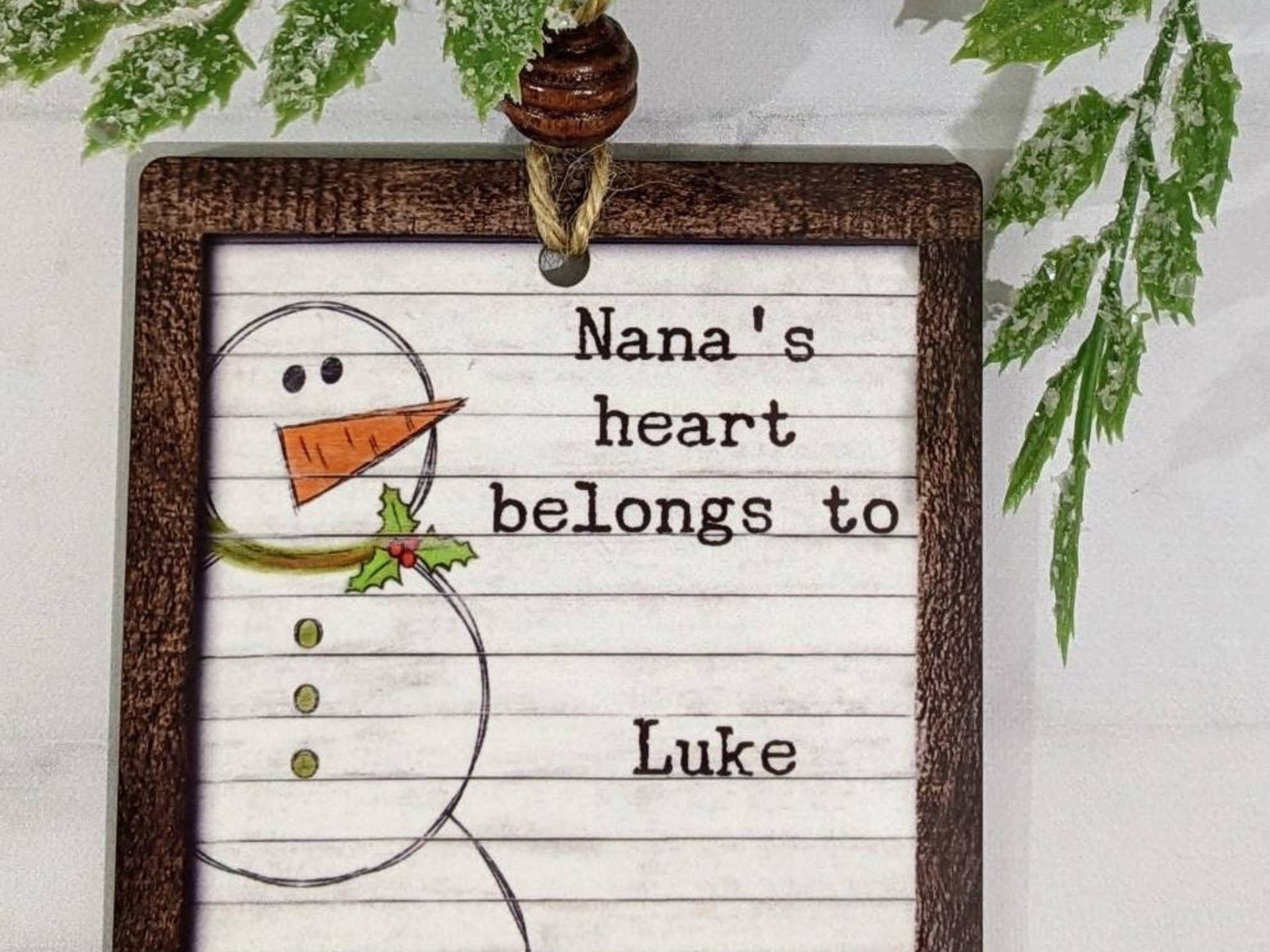 grandmas heart belongs to grandkids ornament snowmen ornaments personalized Christmas gifts for grandma, family ornament, stocking stuffers