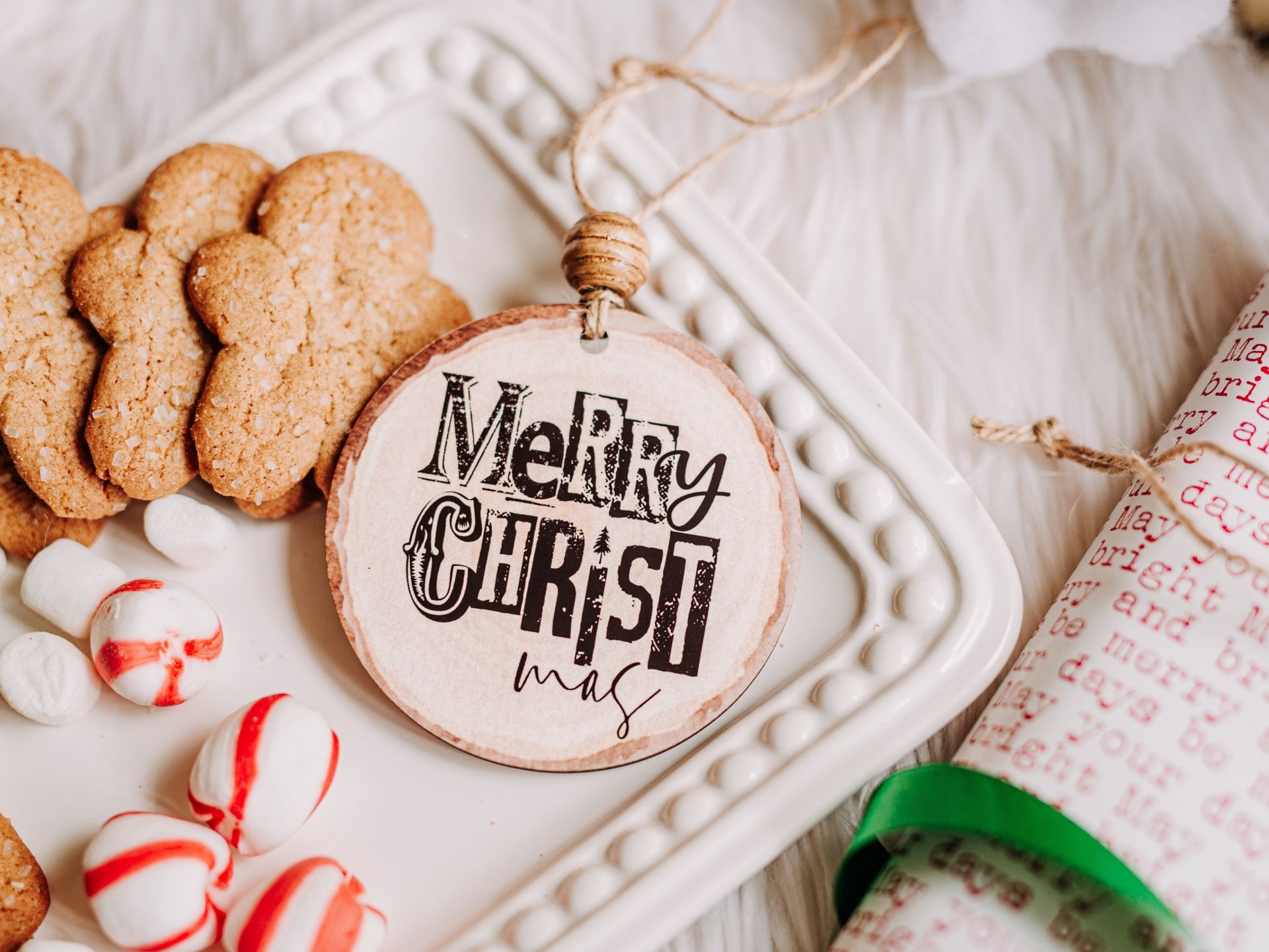Joy to the world farmhouse Christmas ornament set