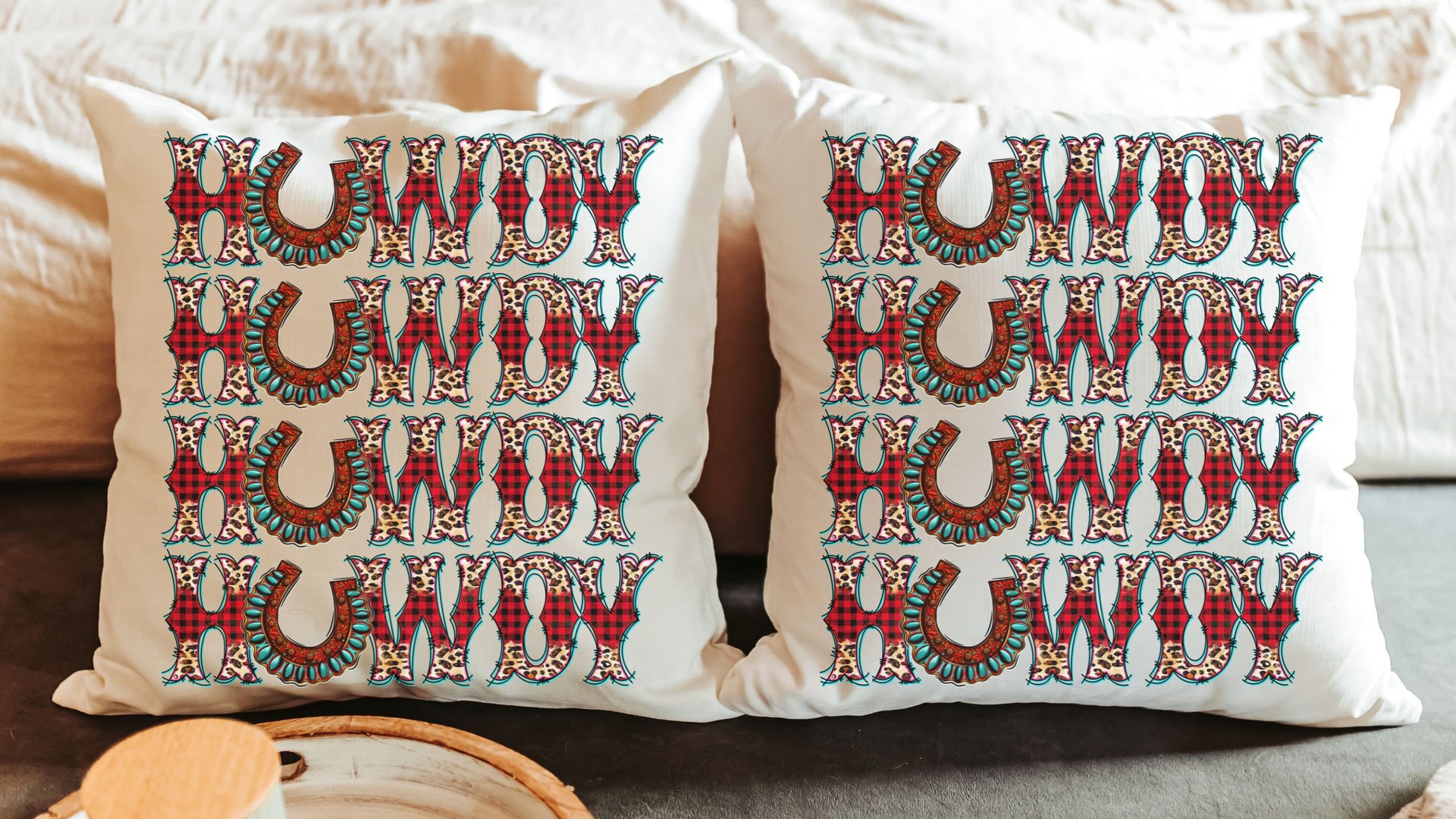 howdy Christmas throw pillow for sofa, western Christmas decor for home, country Christmas kitchen towels, trendy Christmas hostess gifts