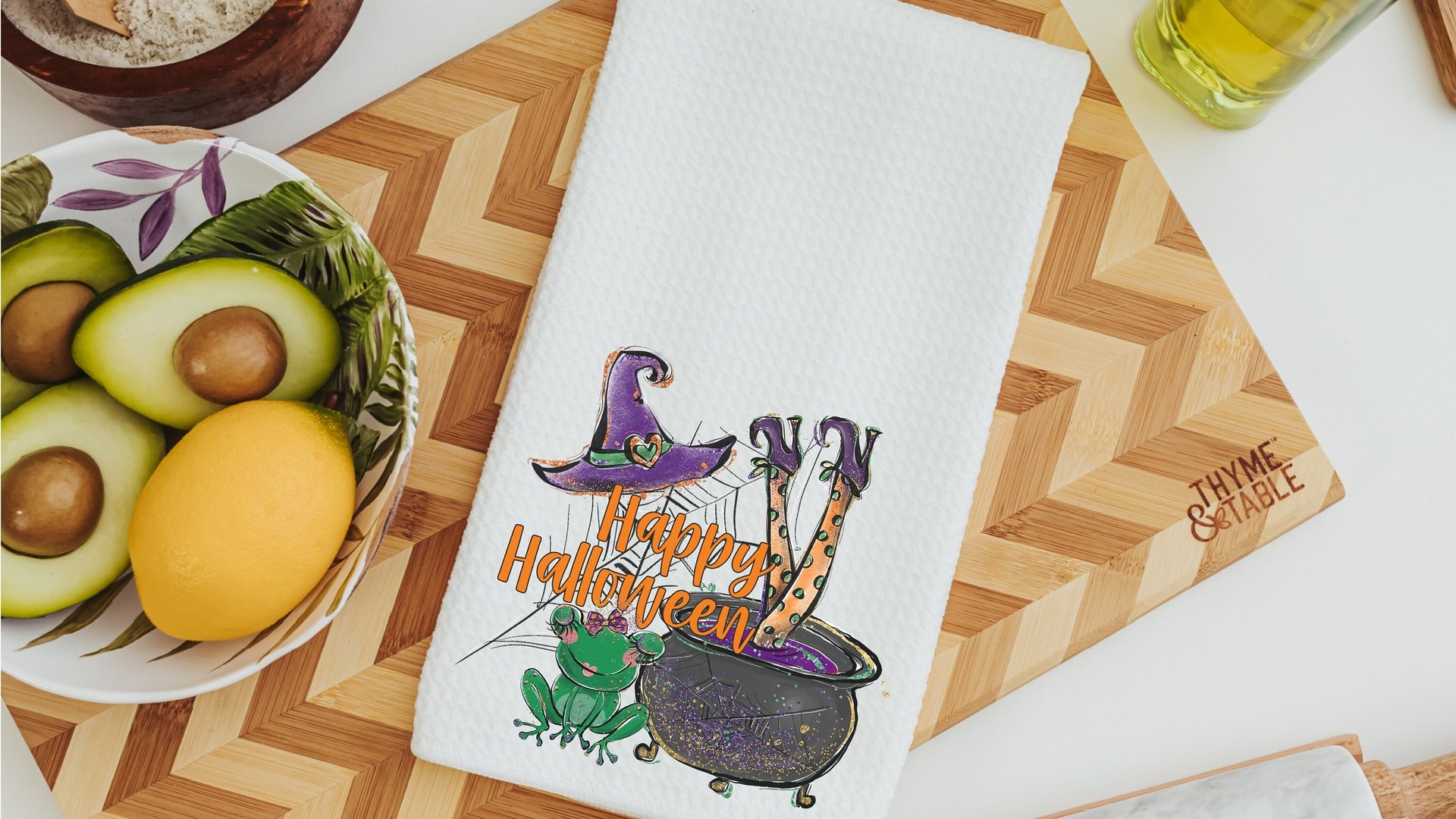 freshly brewed cute Halloween kitchen towels for friends, Halloween hand towels for bathroom, boo basket stuffers for adults, witchy kitchen