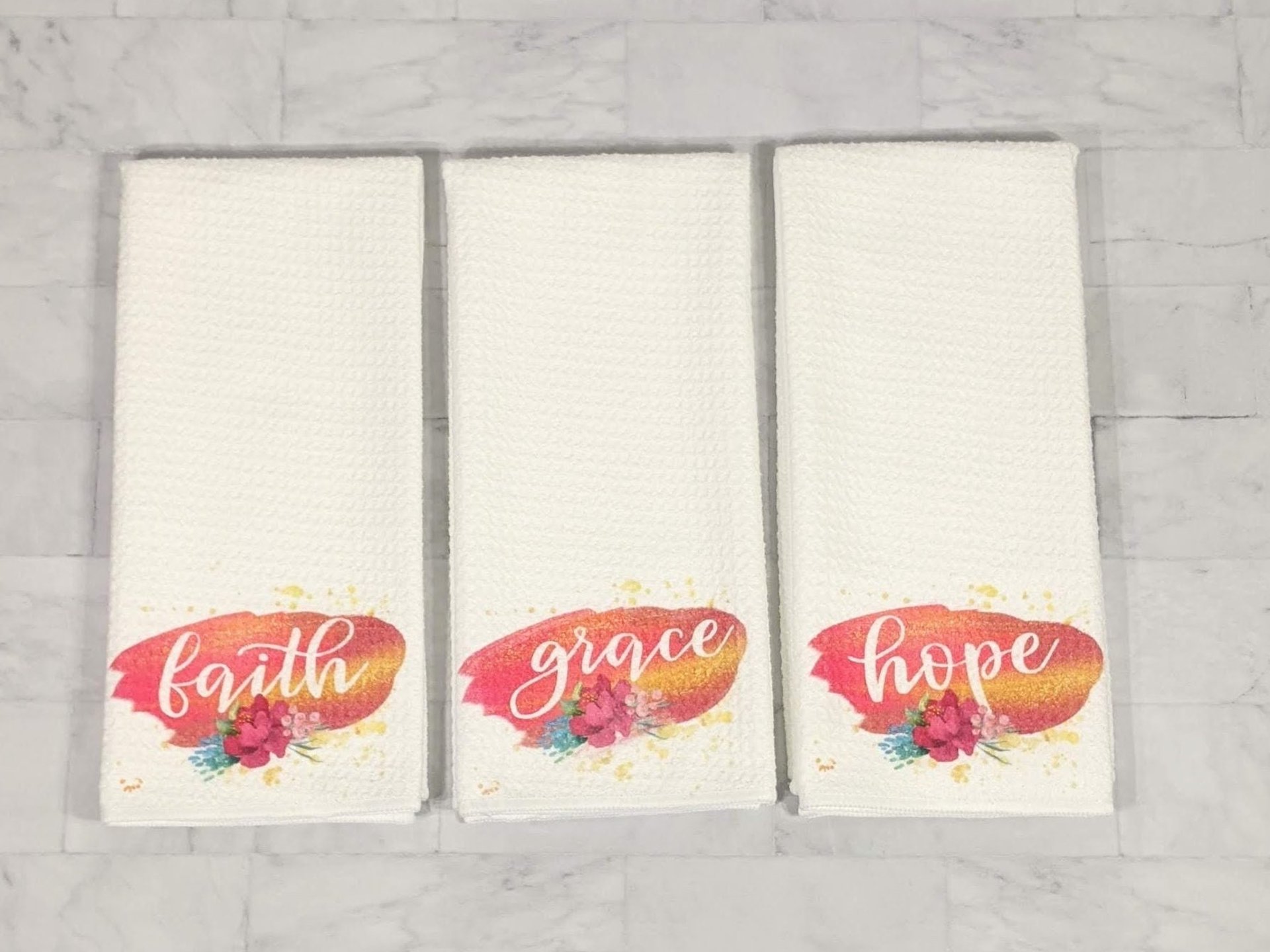 Hope grace faith inspirational kitchen towels 