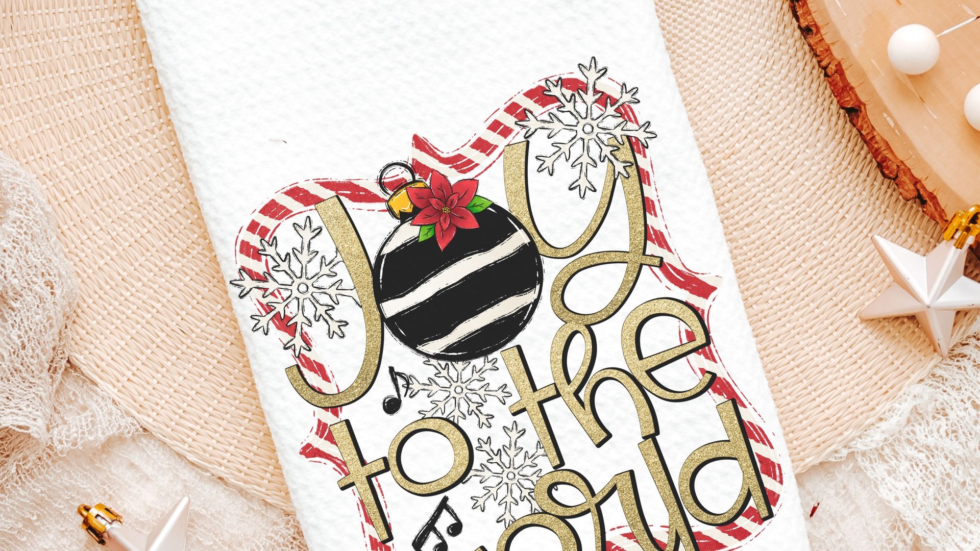 joy to the world Christmas kitchen towels, tis the season Christmas coffee bar decor, Christmas housewarming gift, Christmas hostess gift