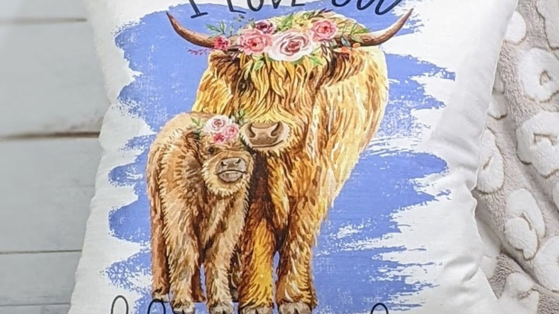 i love you till the cows come home highland cow throw pillow for nursery, cow nursery decor, shaggy cow gifts for cow lovers, rocking chair