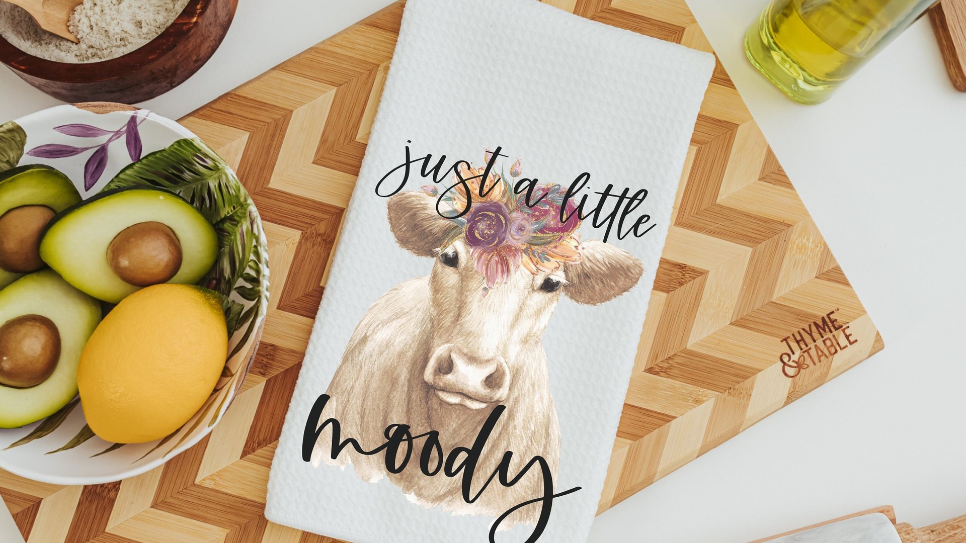 just a little moody farmhouse cow kitchen towels, not today heifer cow gifts for cow lovers, funny best friend gifts for her, farm gifts for