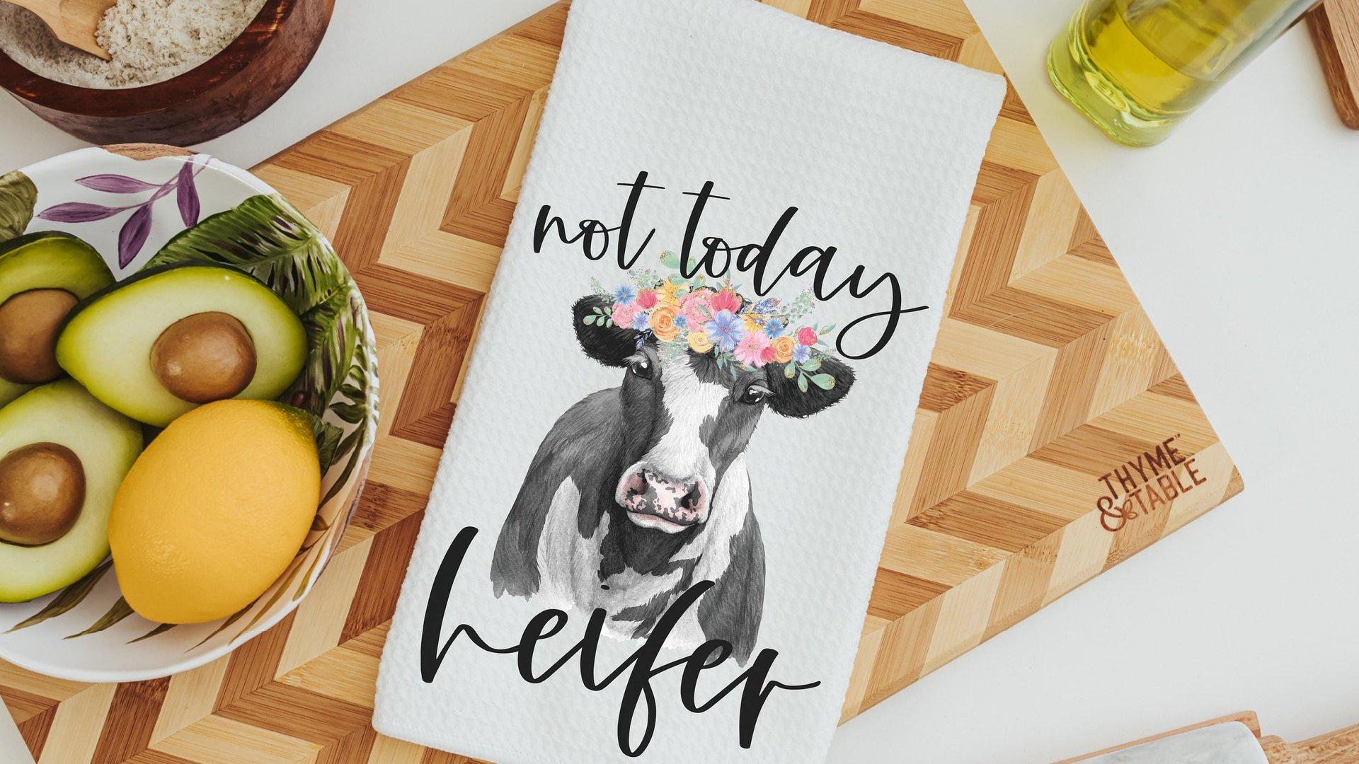 just a little moody farmhouse cow kitchen towels, not today heifer cow gifts for cow lovers, funny best friend gifts for her, farm gifts for