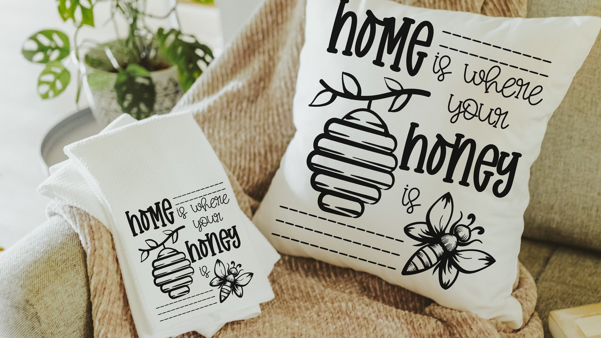 home is where your honey is throw pillows for couch, honey bee pillow, bumble bee gifts for women, summer decorations for home, unique