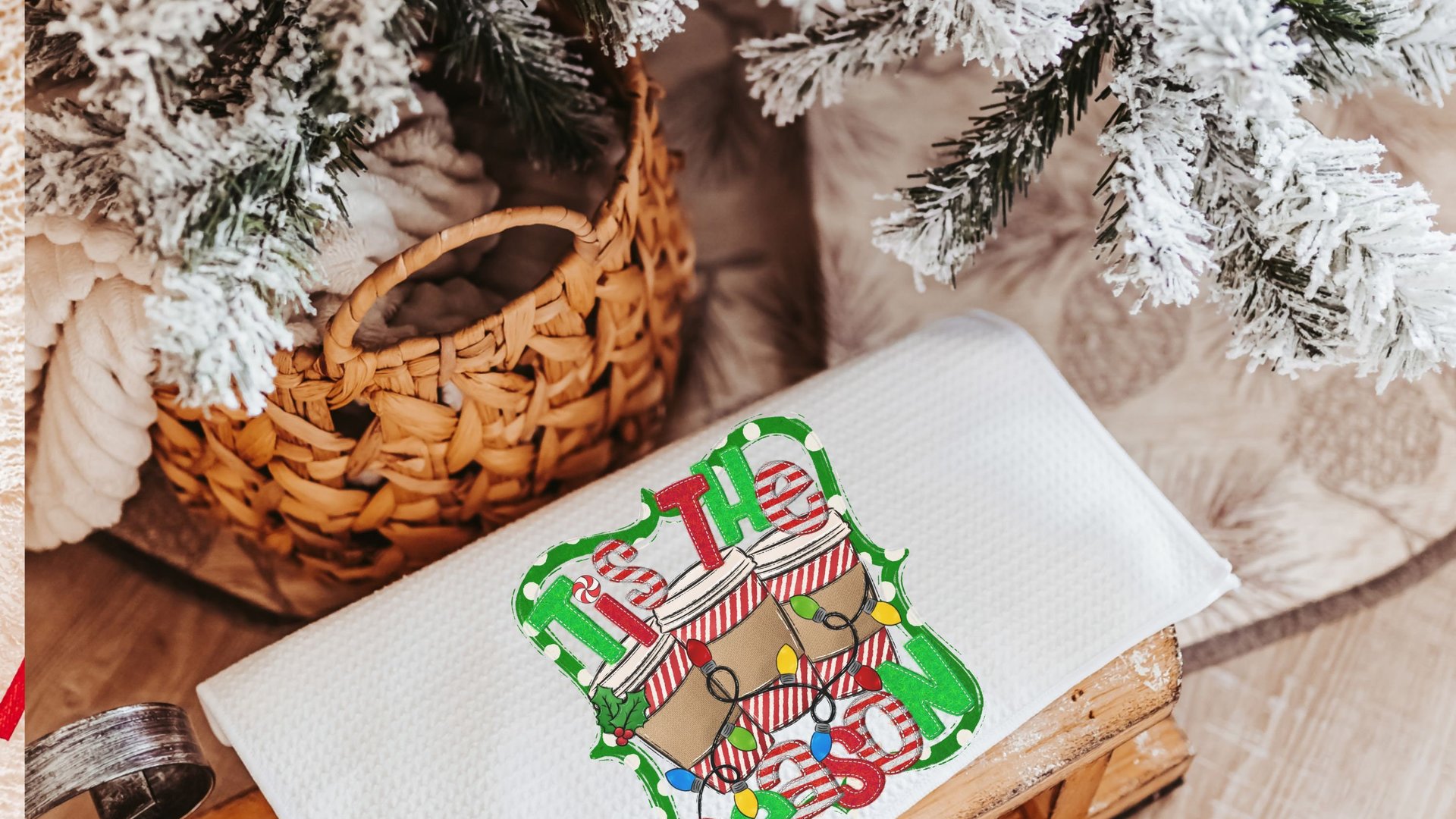 joy to the world Christmas kitchen towels, tis the season Christmas coffee bar decor, Christmas housewarming gift, Christmas hostess gift