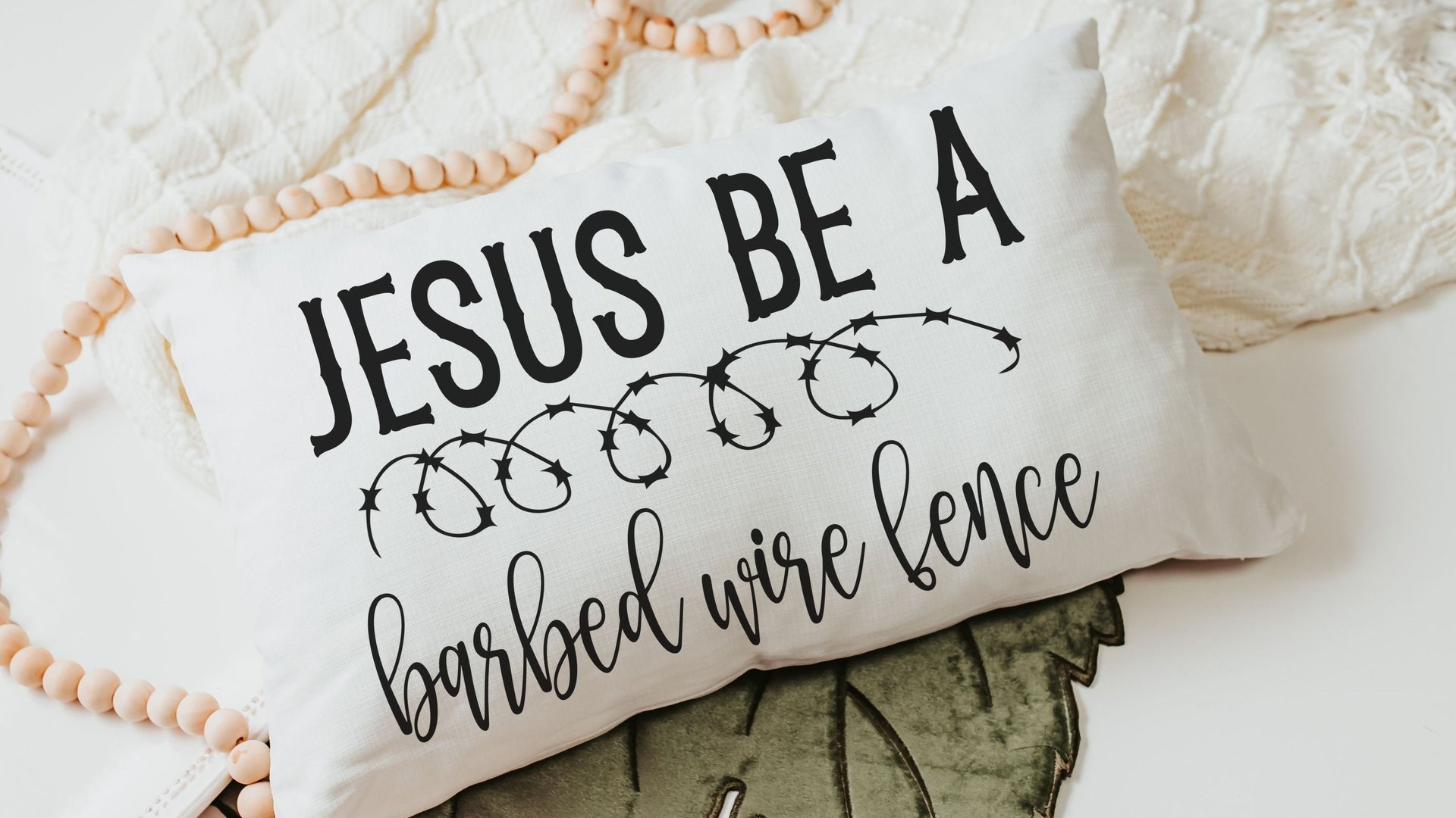 Jesus be a fence religious throw pillow cover 12x20, Christian Christmas gifts for women, faith pillow for bed, Christian decor for home