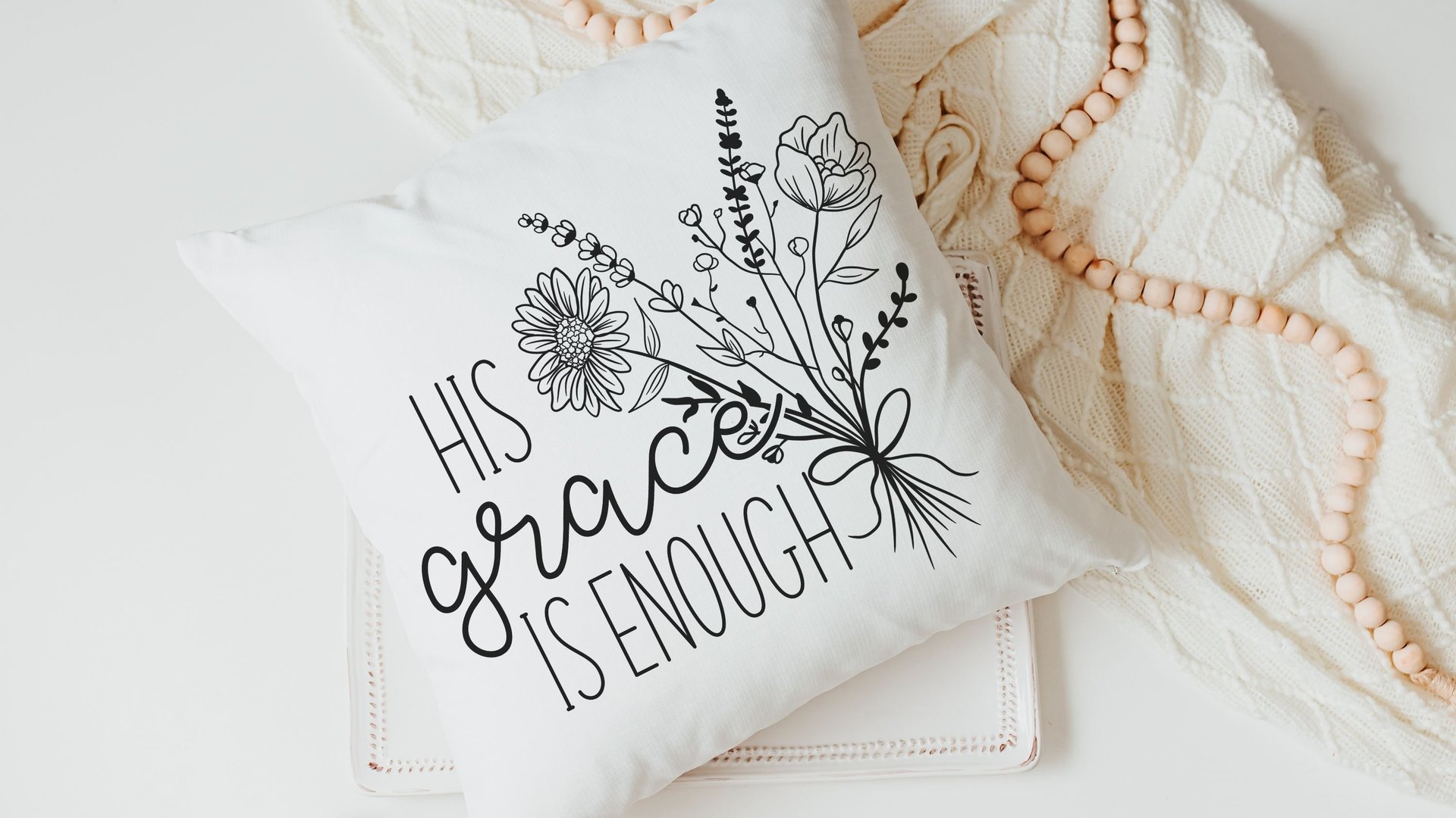 his grace is enough 2 Corinthians 12 9 scripture pillows, birthday day gift from daughter, floral farmhouse decor, religious gifts for women