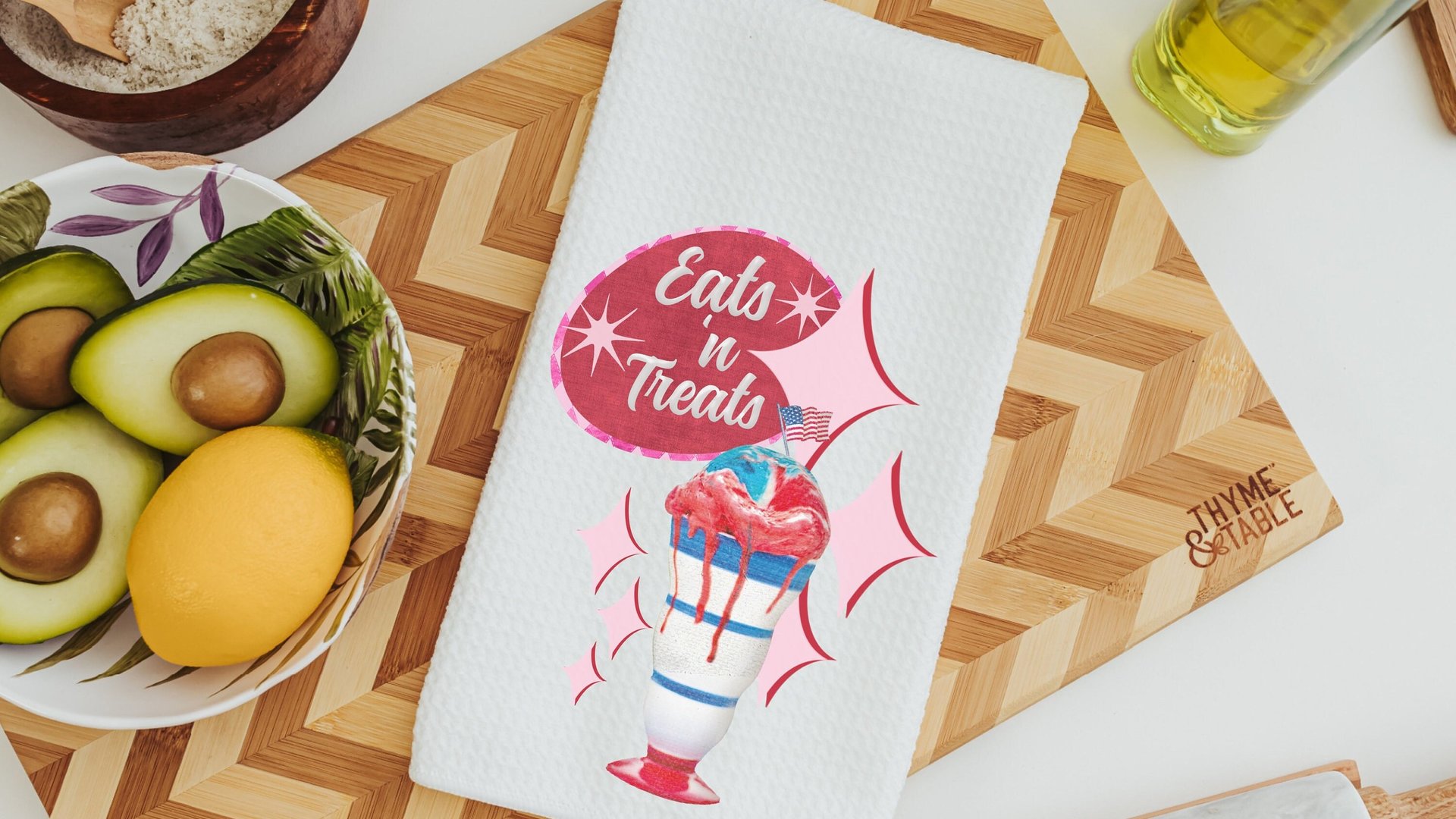 1950s inspired retro kitchen towels for mom, 50s diner decor, cute dish towels for drying dishes, sock hop decor, trendy Mothers day gifts