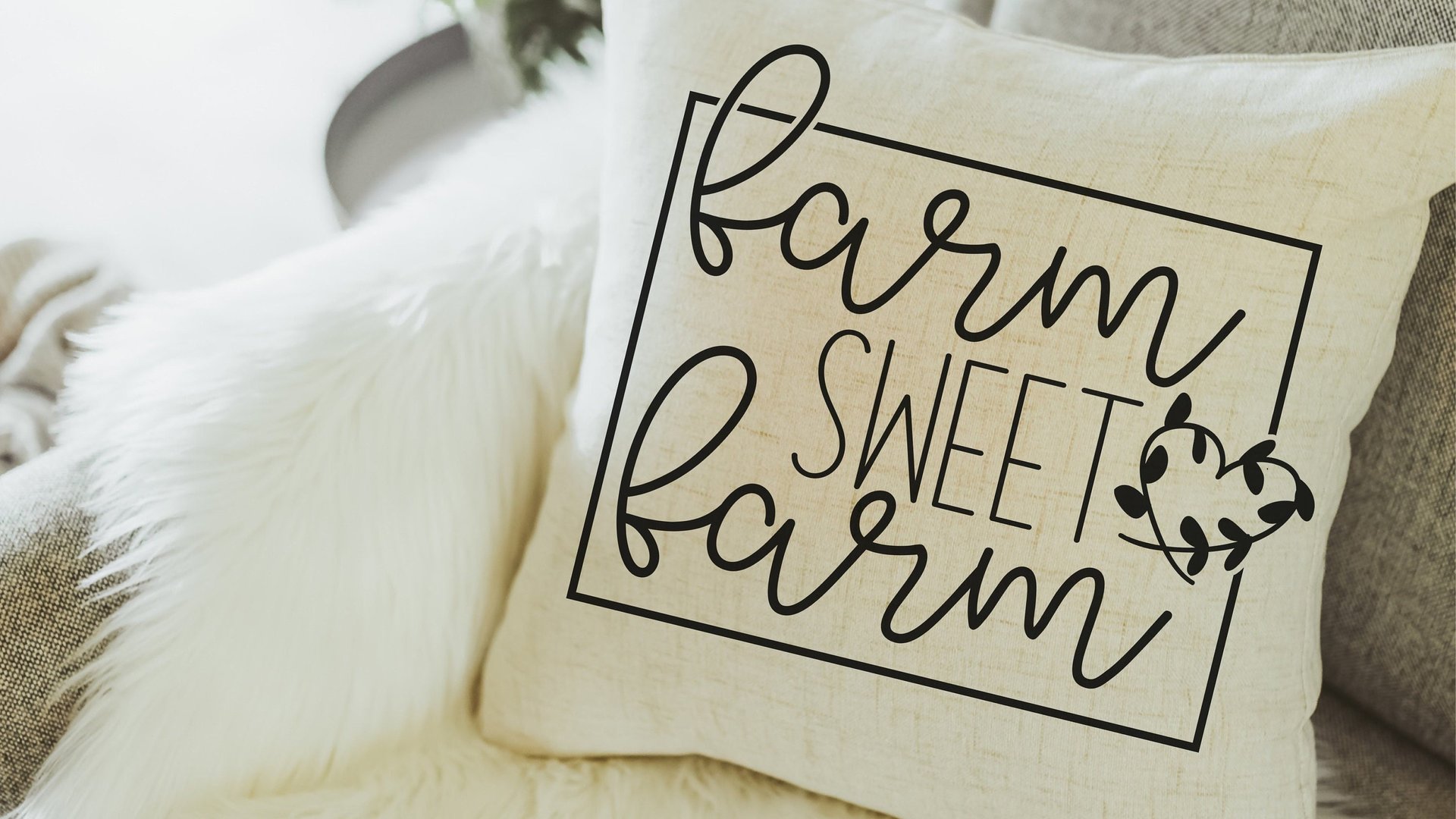 farm sweet farm pillow, rustic farmhouse decor for living room, farm throw pillow for couch, birthday gift from daughter, new home gifts