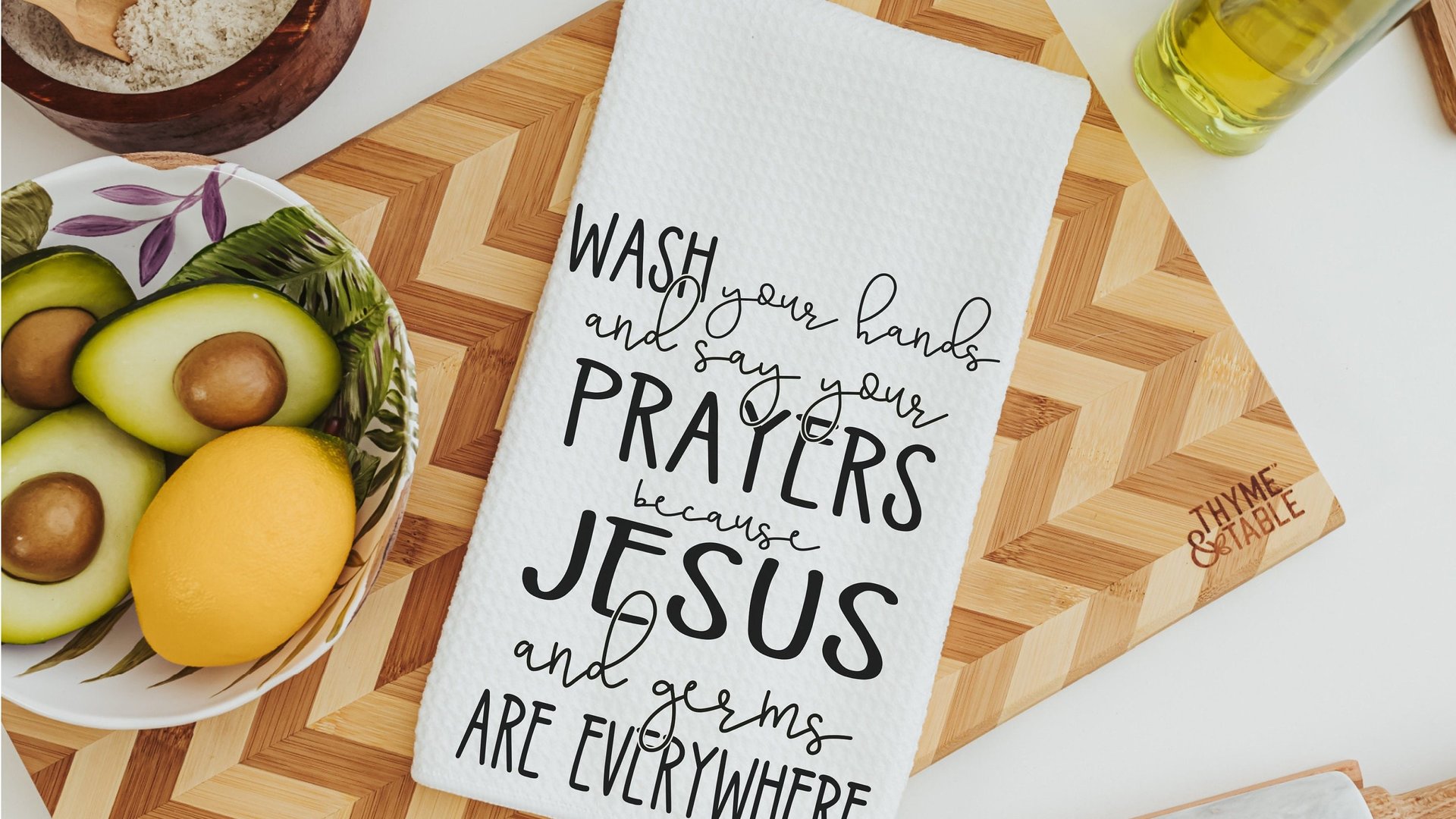wash your hands and say your prayers funny bathroom hand towels, powder room decor, Christian humor James 4 8 Bible verse gifts for women