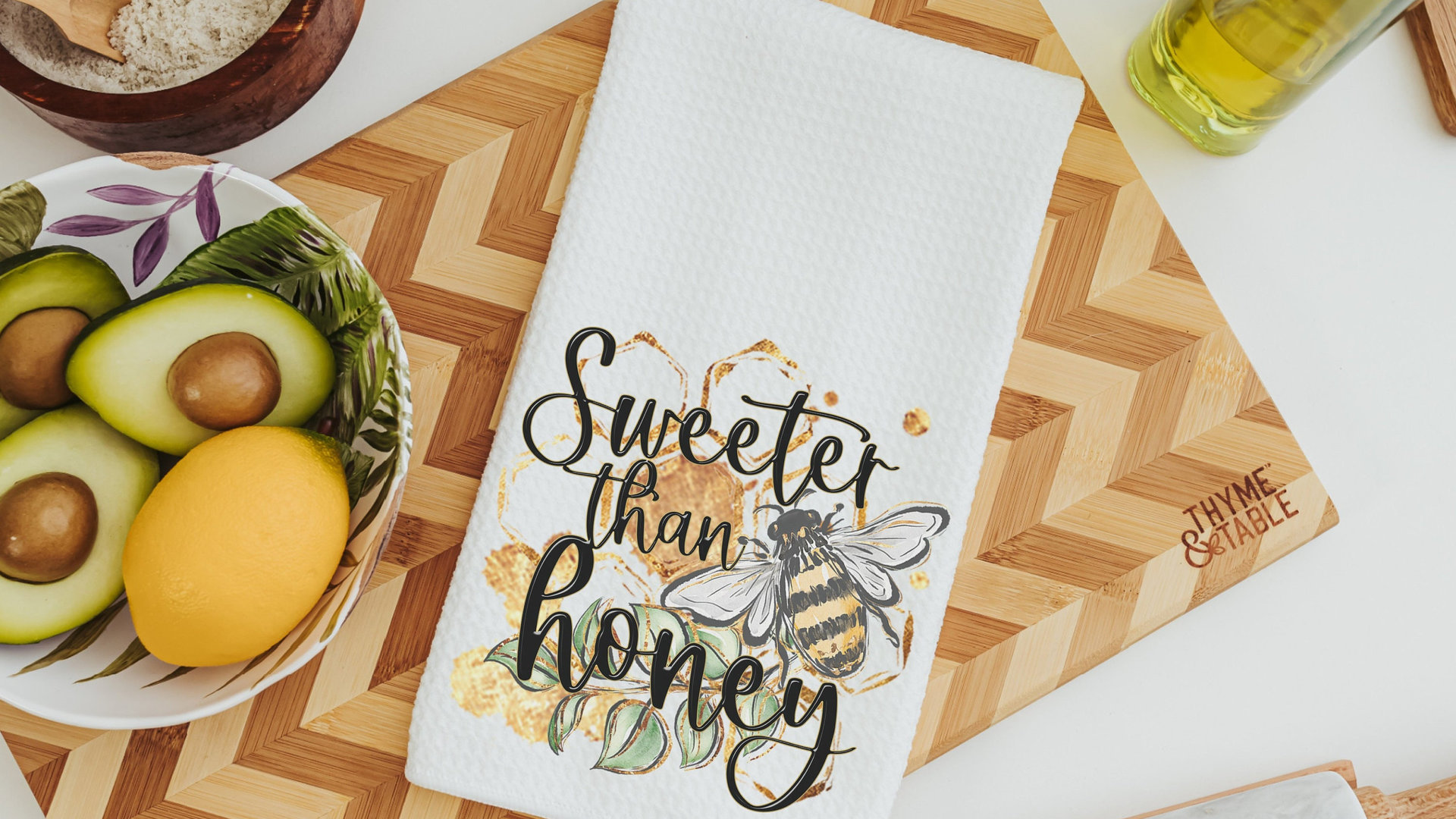 sweeter than honey bumble bee throw pillow for couch, new home gift set for her, honey bee kitchen towel, bee gifts for women, bee decor for