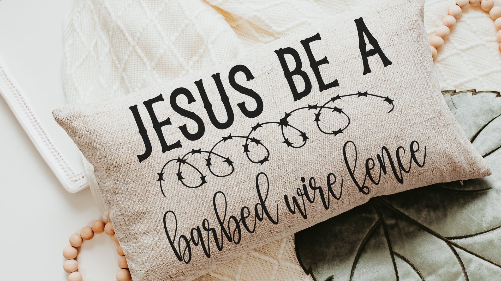 Jesus be a fence religious throw pillow cover 12x20, Christian Christmas gifts for women, faith pillow for bed, Christian decor for home