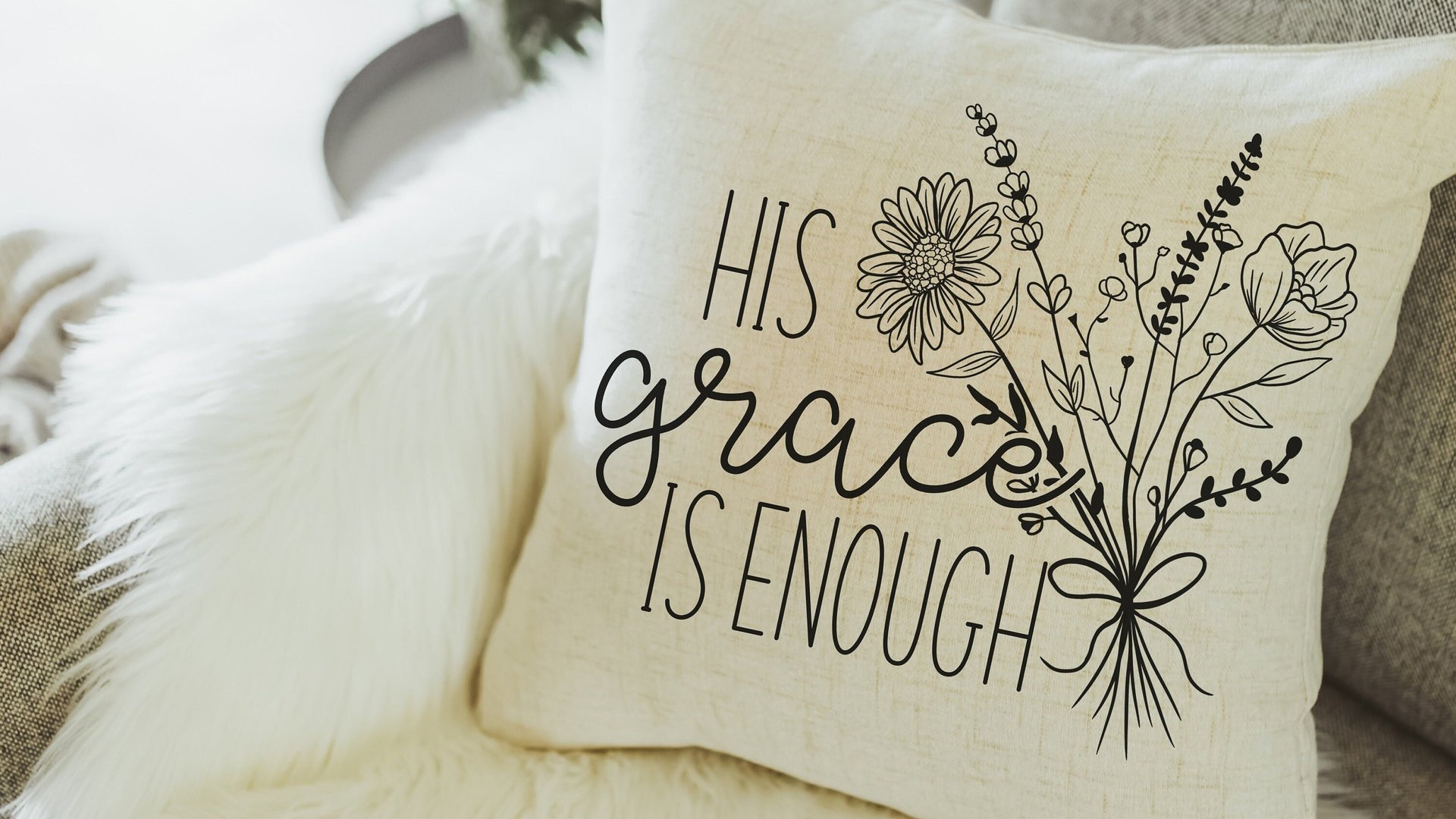 his grace is enough 2 Corinthians 12 9 scripture pillows, birthday day gift from daughter, floral farmhouse decor, religious gifts for women