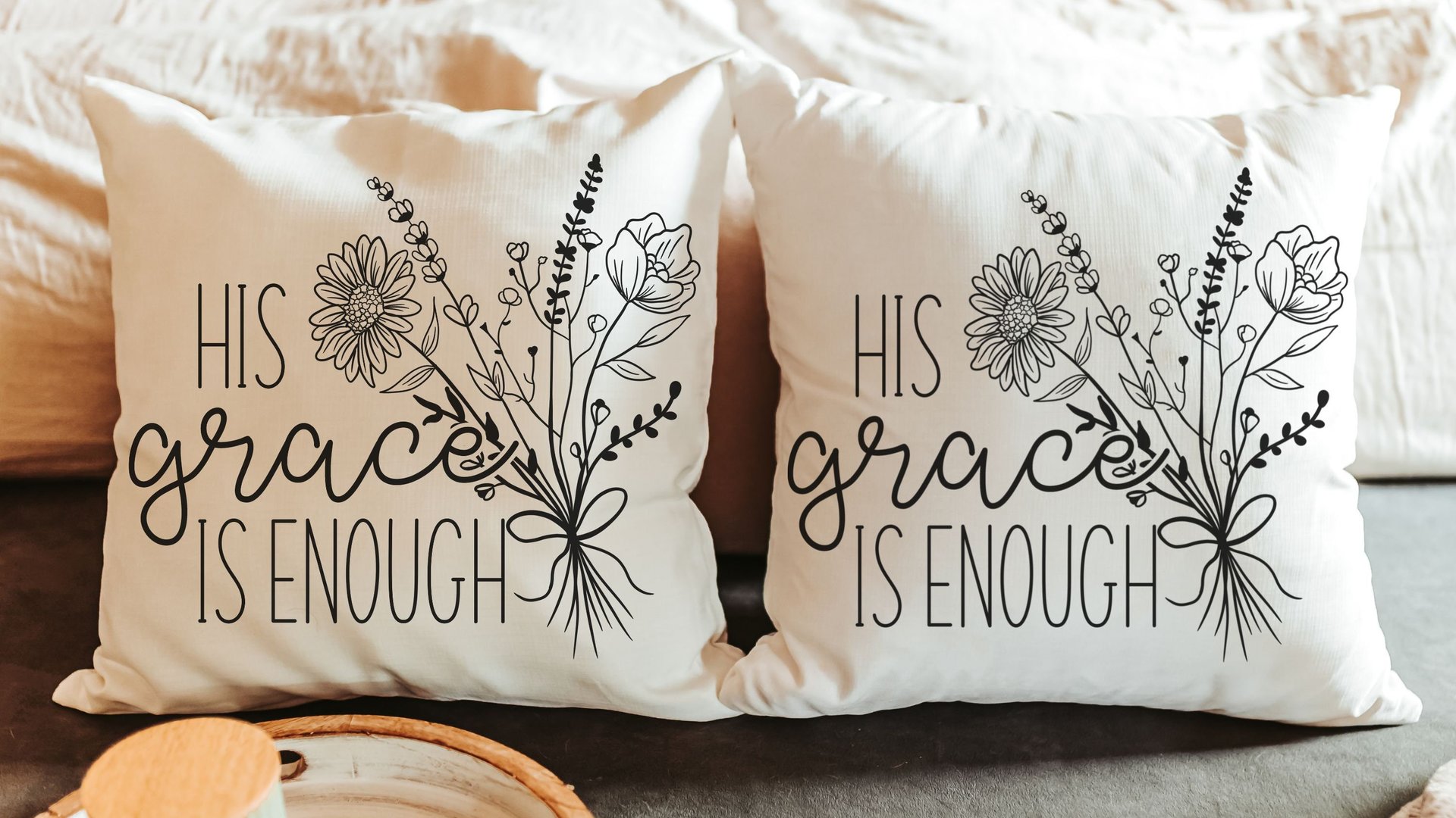 his grace is enough 2 Corinthians 12 9 scripture pillows, birthday day gift from daughter, floral farmhouse decor, religious gifts for women