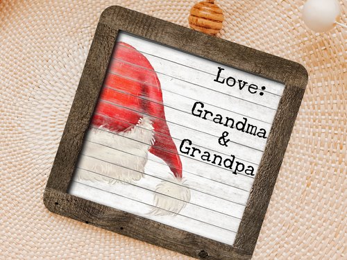 Personalized Santa Hat Christmas Ornament and Stocking Tag