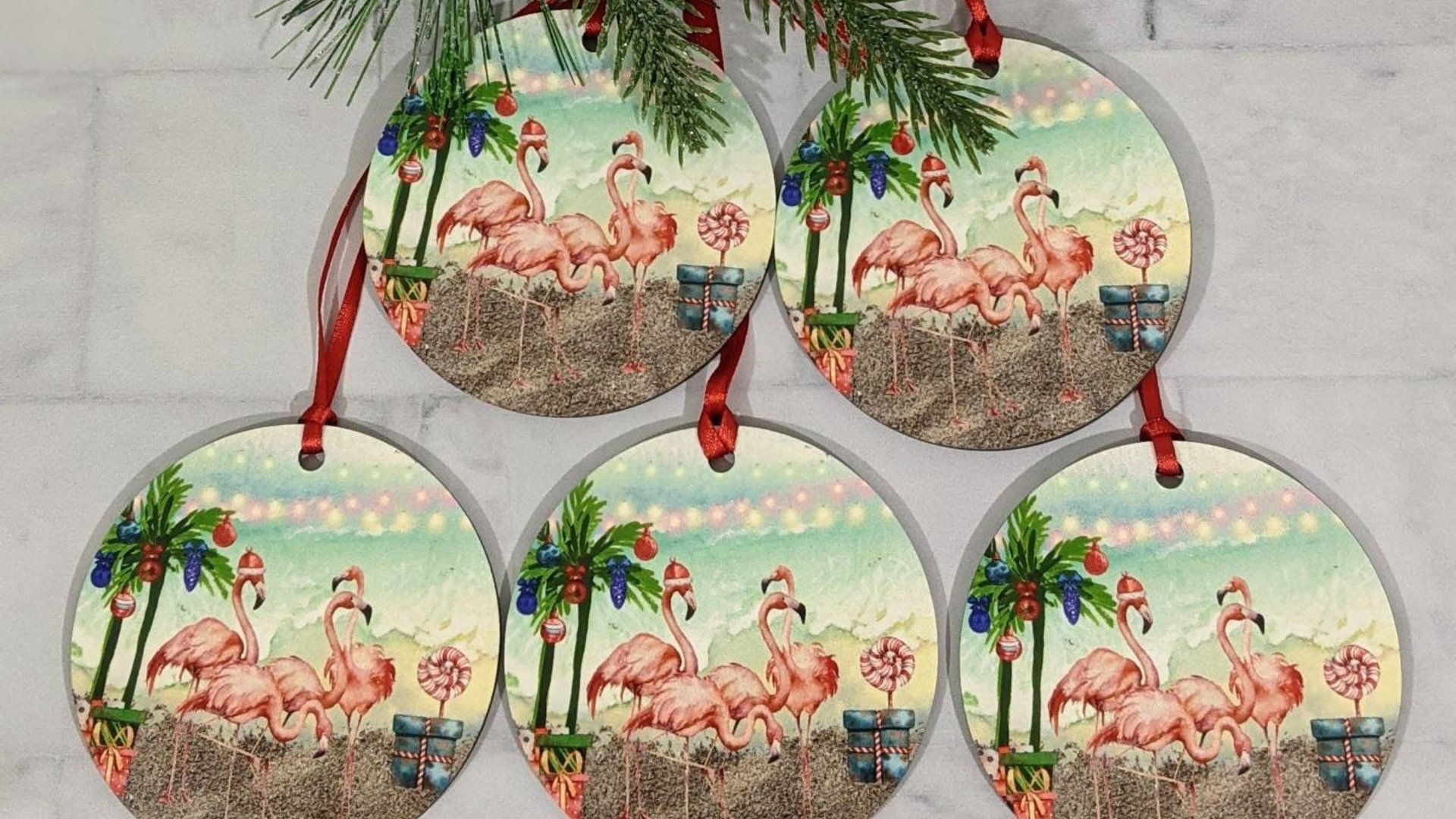 flamingo Christmas ornament, personalized gifts for Mom, beach Christmas ornaments, white elephant gifts, coastal Christmas ornaments, best