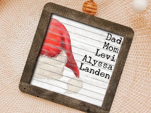 Personalized Santa Hat Christmas Ornament and Stocking Tag
