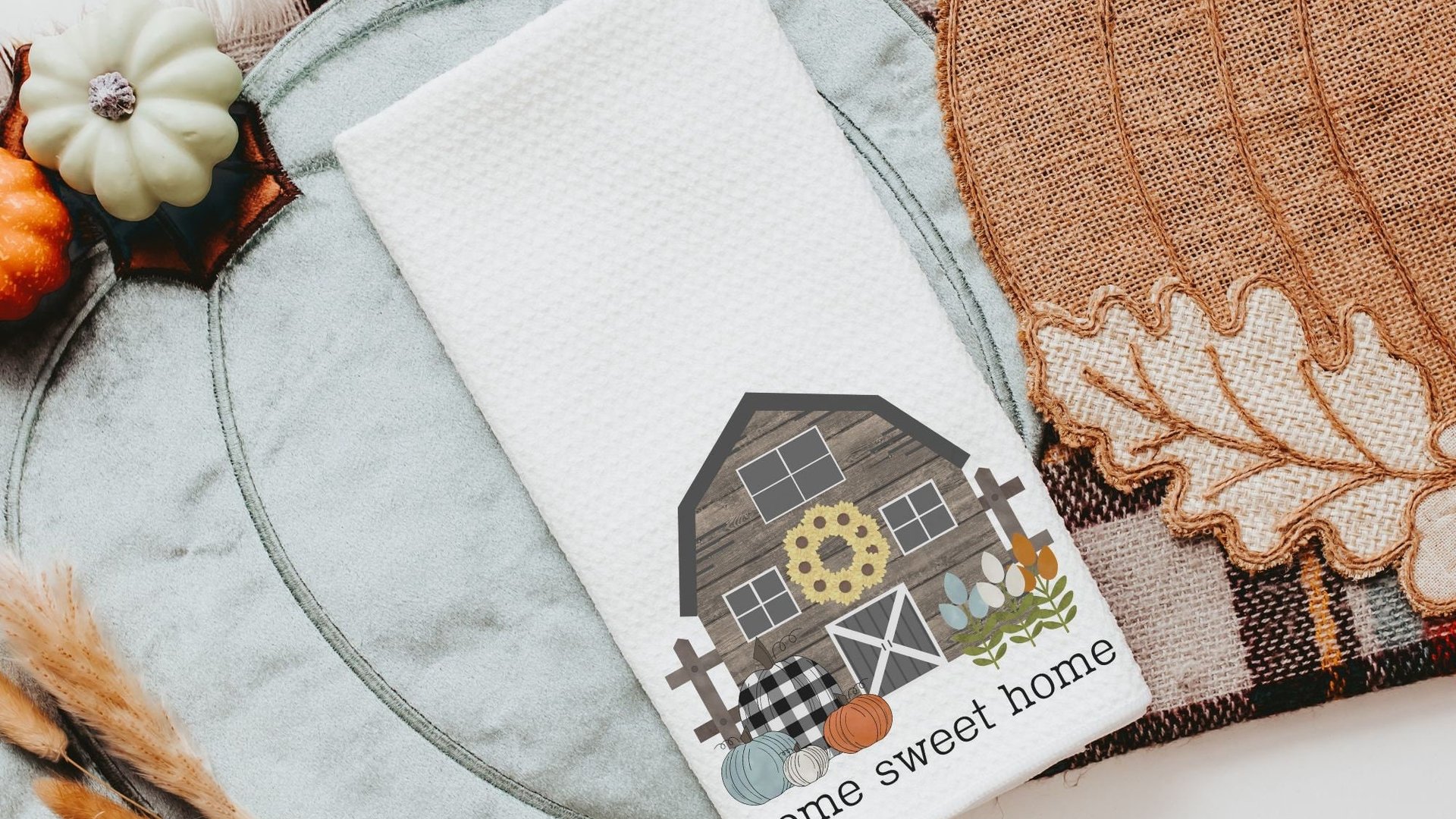 home sweet home pillow for country home, farm throw pillow for couch, Thanksgiving hostess gift for women, buffalo plaid pumpkin decor, barn