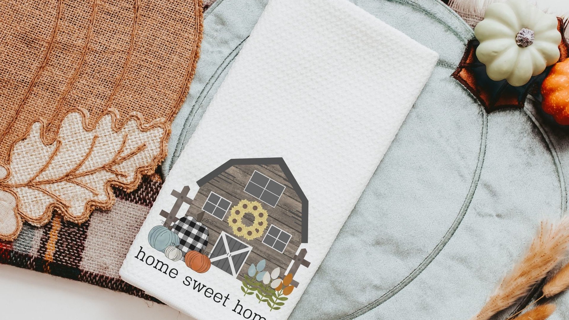 home sweet home pillow for country home, farm throw pillow for couch, Thanksgiving hostess gift for women, buffalo plaid pumpkin decor, barn