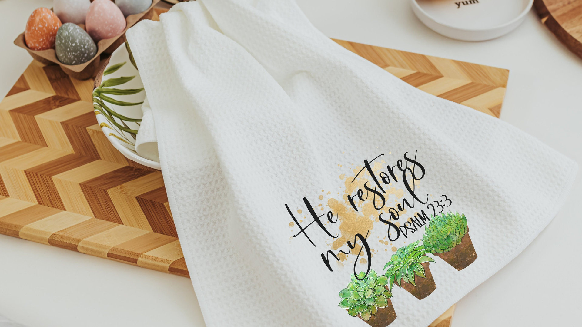 he restores my soul succulent throw pillow for bedroom, Psalm 23 gift, Bible verse throw pillow covers 18 x 18, Christian gifts for sister