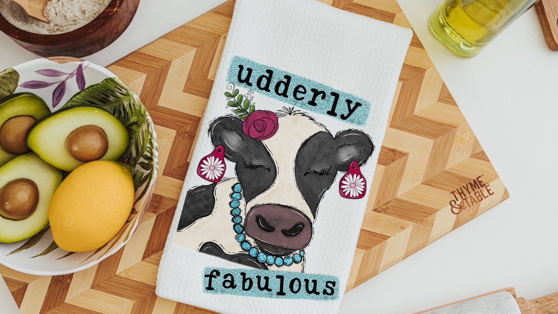 fluent in fowl language chicken kitchen towel, Mothers day gifts for mom, udderly awesome cow kitchen decor, birthday gifts for best friend