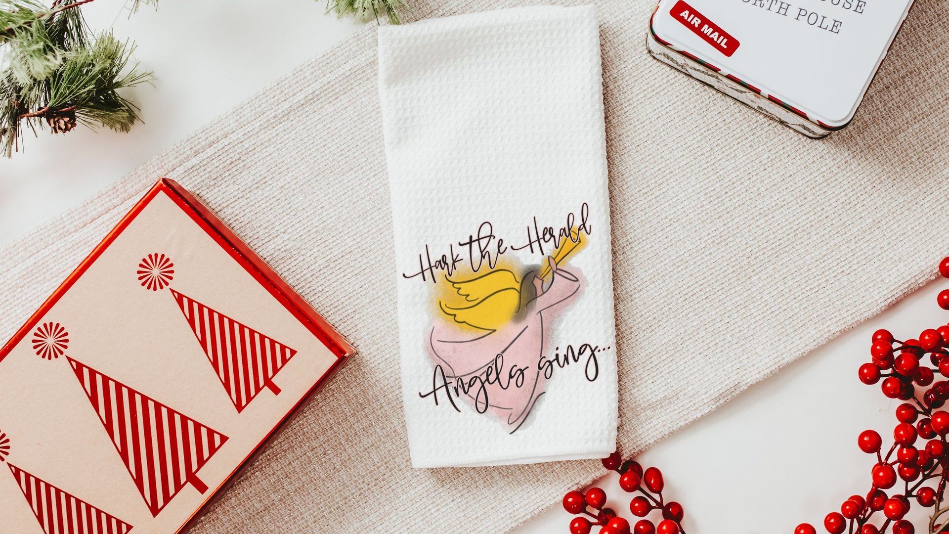 hark the herald angels sing angel throw pillow for couch, Christian Christmas gifts for Mom, faith gifts for her, Sunday school teacher