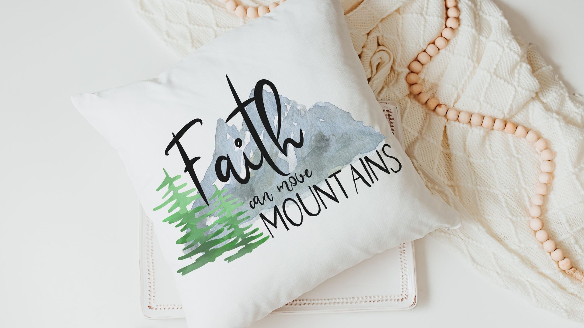 faith can move mountains Matthew 17 20 Bible verse throw pillow for bench, Christian birthday day gifts for sister, scripture pillow covers