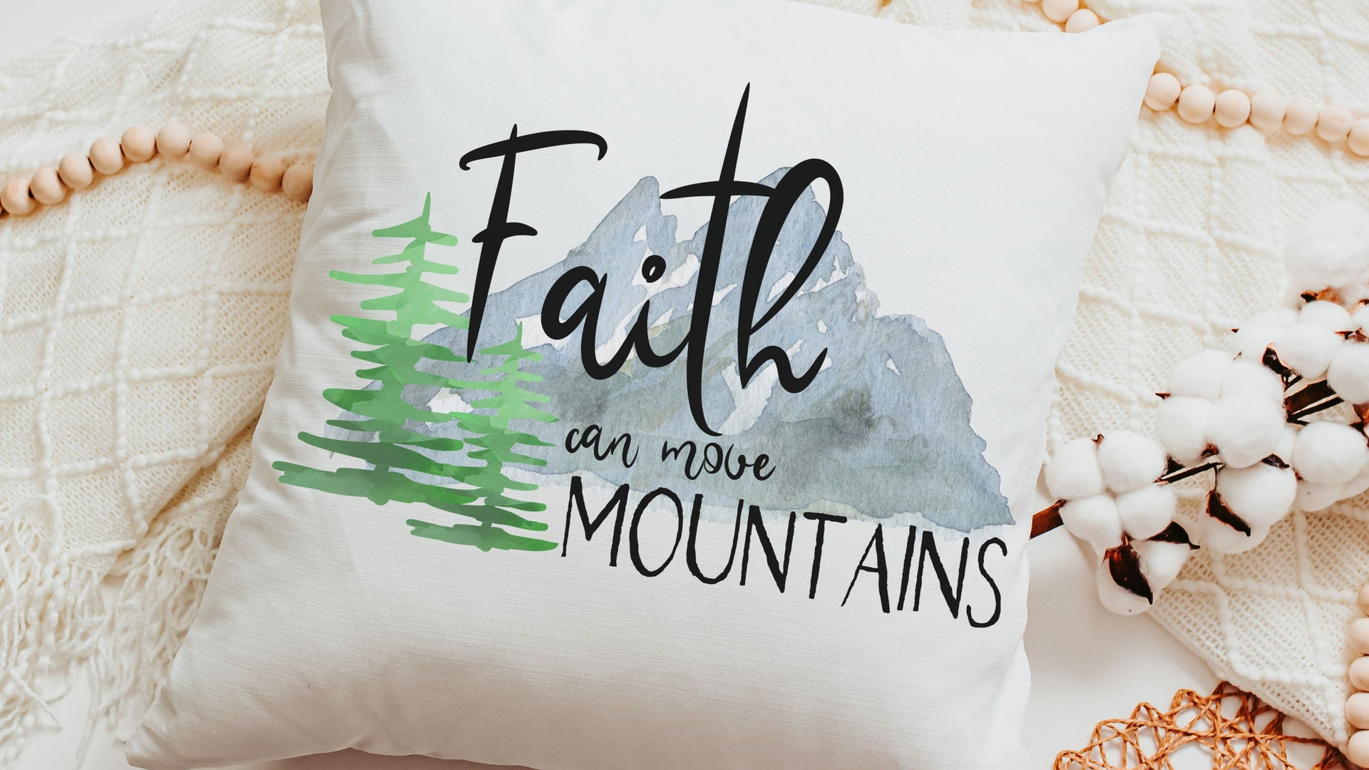 faith can move mountains Matthew 17 20 Bible verse throw pillow for bench, Christian birthday day gifts for sister, scripture pillow covers