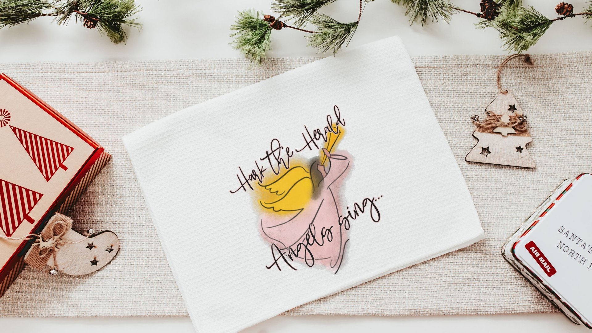 hark the herald angels sing angel throw pillow for couch, Christian Christmas gifts for Mom, faith gifts for her, Sunday school teacher