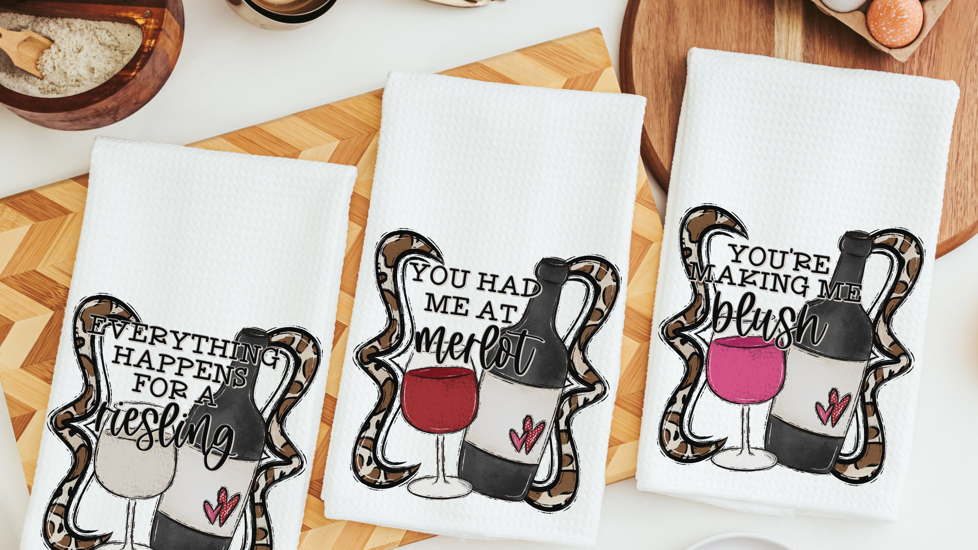 everything happens for a Riesling funny wine kitchen towels for friends, wine bar accessories, wine gifts for women, you had me at merlot