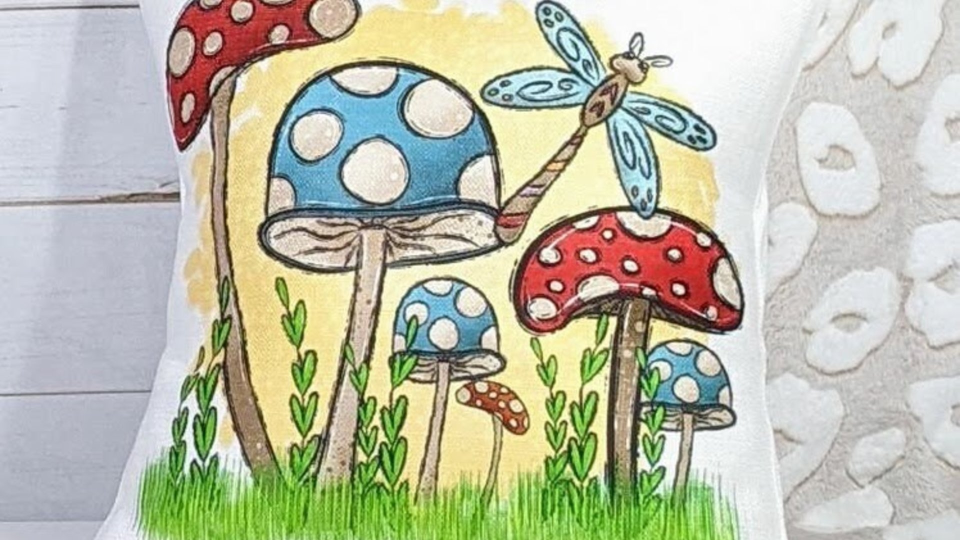 blue mushroom throw pillows for couch colorful mushroom kitchen towels for RV, red mushroom pillow cover 18 x 18, mushroom gifts for women