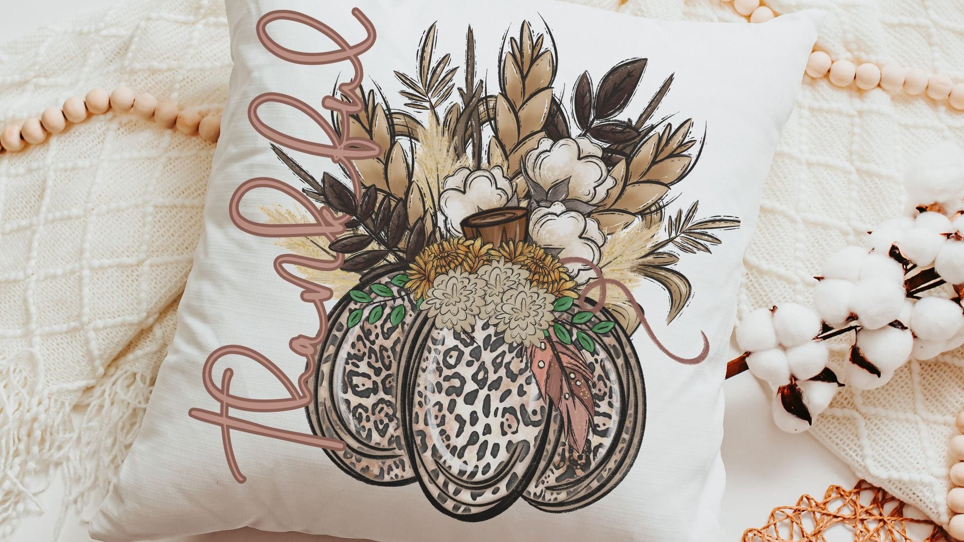 thankful pumpkin throw pillow covers 18x18 fall decor for home, leopard pumpkin kitchen towel, new home gift set, autumn decor pillow, best