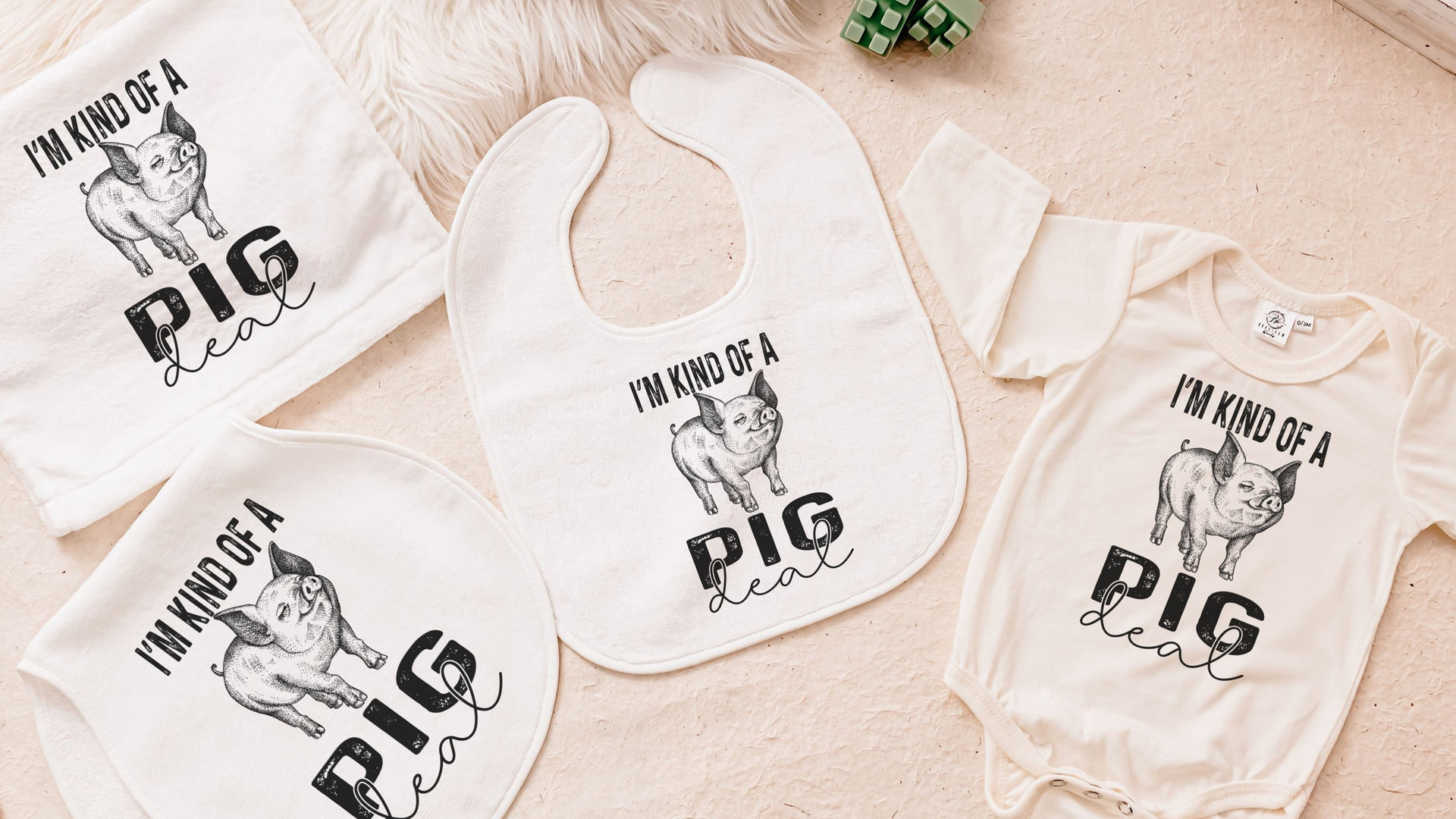 funny newborn pig gift set, I'm kind of a pig deal baby bundle, farm baby outfit boy, for girl, pig gift for babies, teacup pig baby outfit