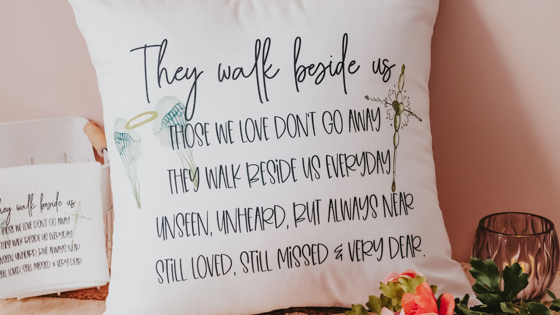 they walk beside us every day memorial throw pillows for sofa, those we love don't go away remembrance gifts for grandmother, loss of mother