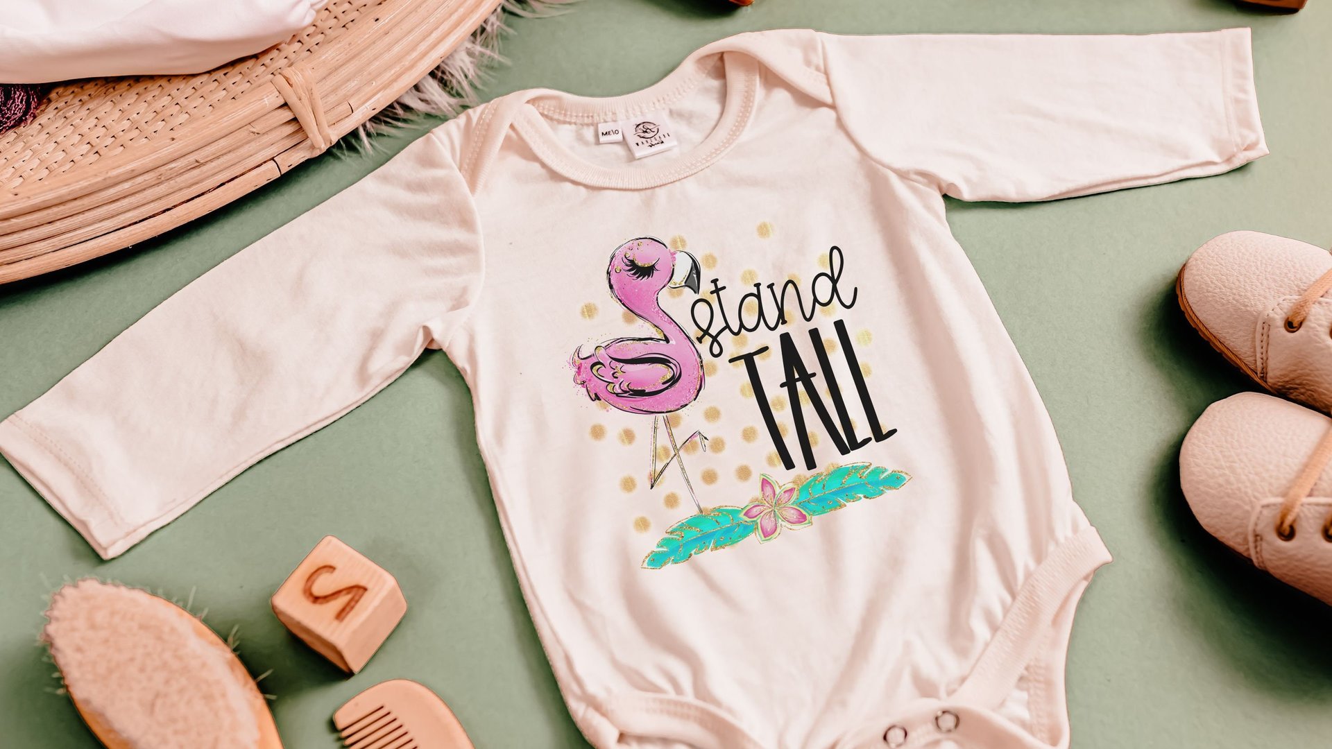 Stand tall flamingo baby bodysuit, inspirational baby gifts, flamingo baby clothes, newborn girl coming home outfit, cake smash romper, best