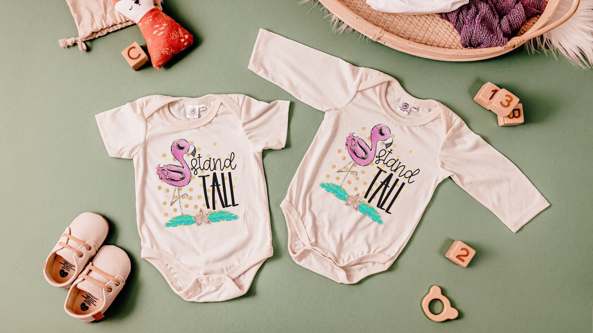 Stand tall flamingo baby bodysuit, inspirational baby gifts, flamingo baby clothes, newborn girl coming home outfit, cake smash romper, best