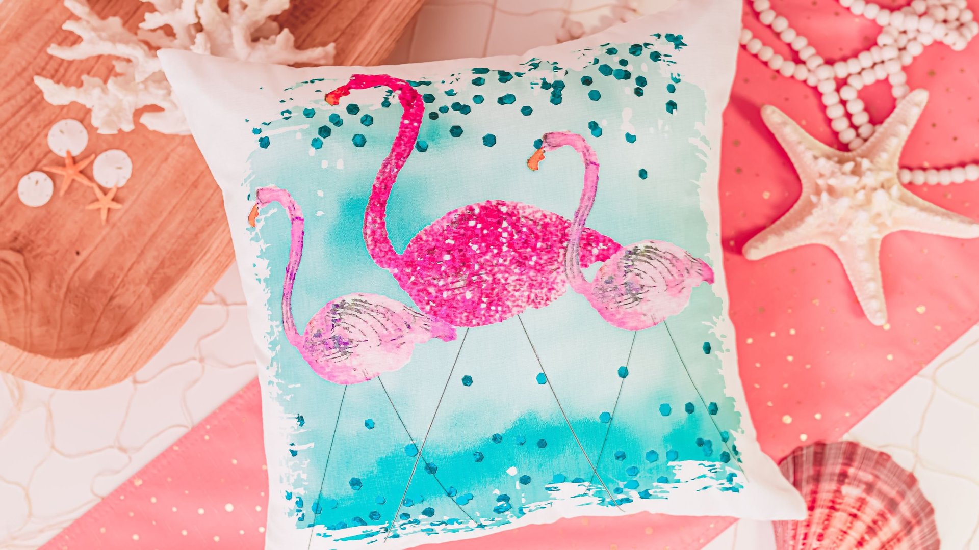 flamingo throw pillow for couch, flamingo kitchen towels, coastal decor beach house gifts, flamingo gifts for women, tropical decor, unique