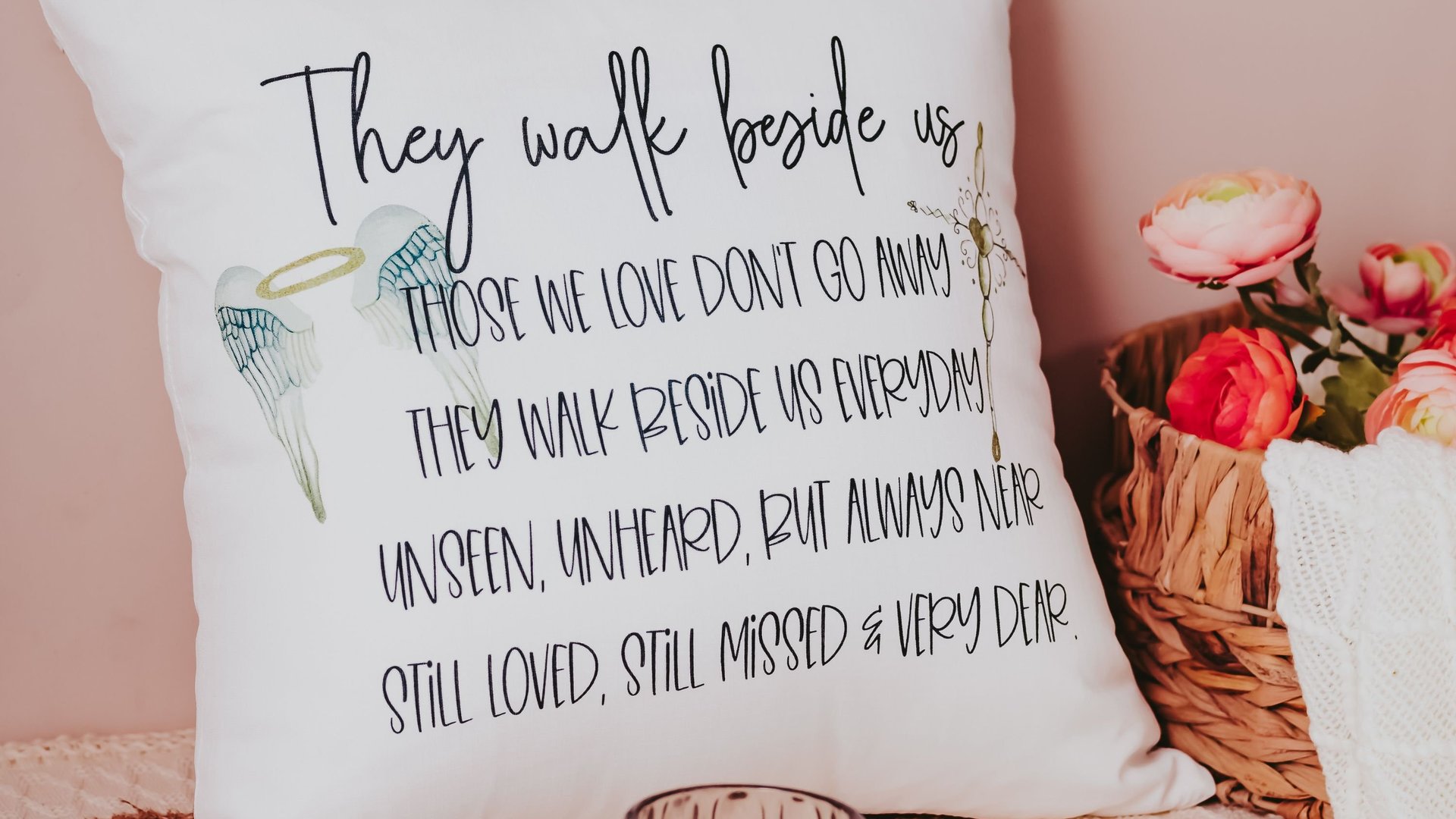 they walk beside us every day memorial throw pillows for sofa, those we love don't go away remembrance gifts for grandmother, loss of mother